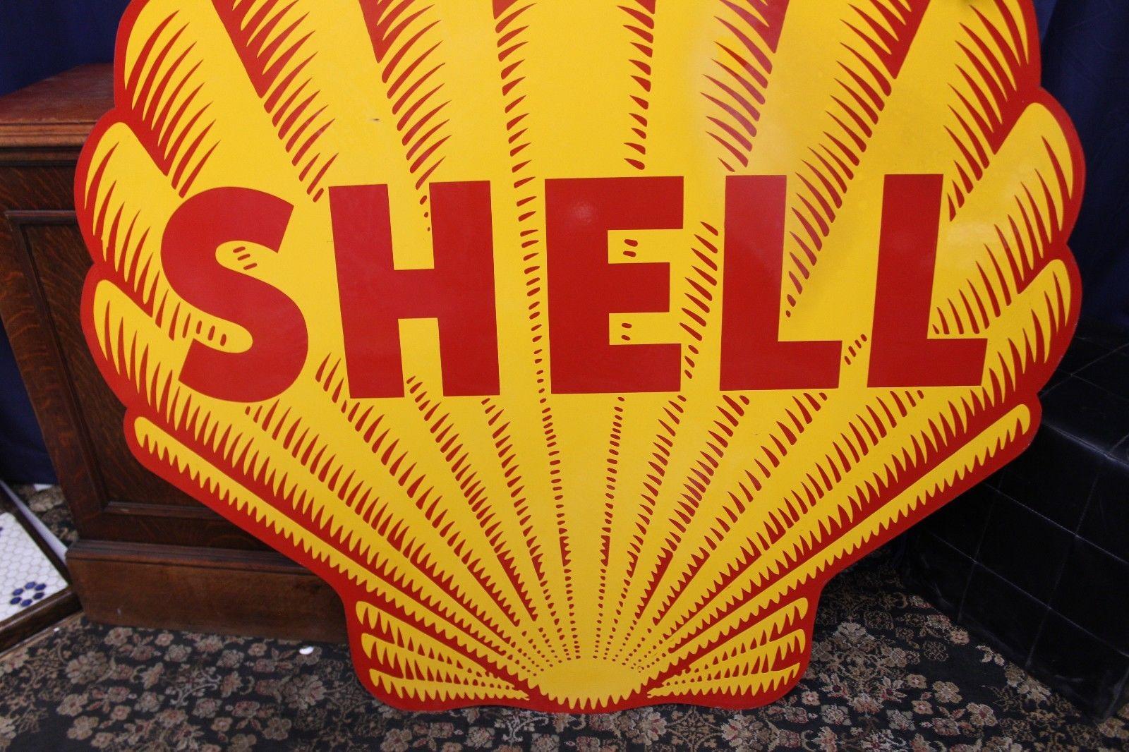 Shell Double Sided Porcelain Sign, 1948-1955 For Sale 3