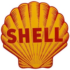 Retro Shell Double Sided Porcelain Sign, 1948-1955