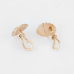 Shell Earrings 14 Karat Yellow Gold Omega Backings Estate Jewelry Ocean Sea