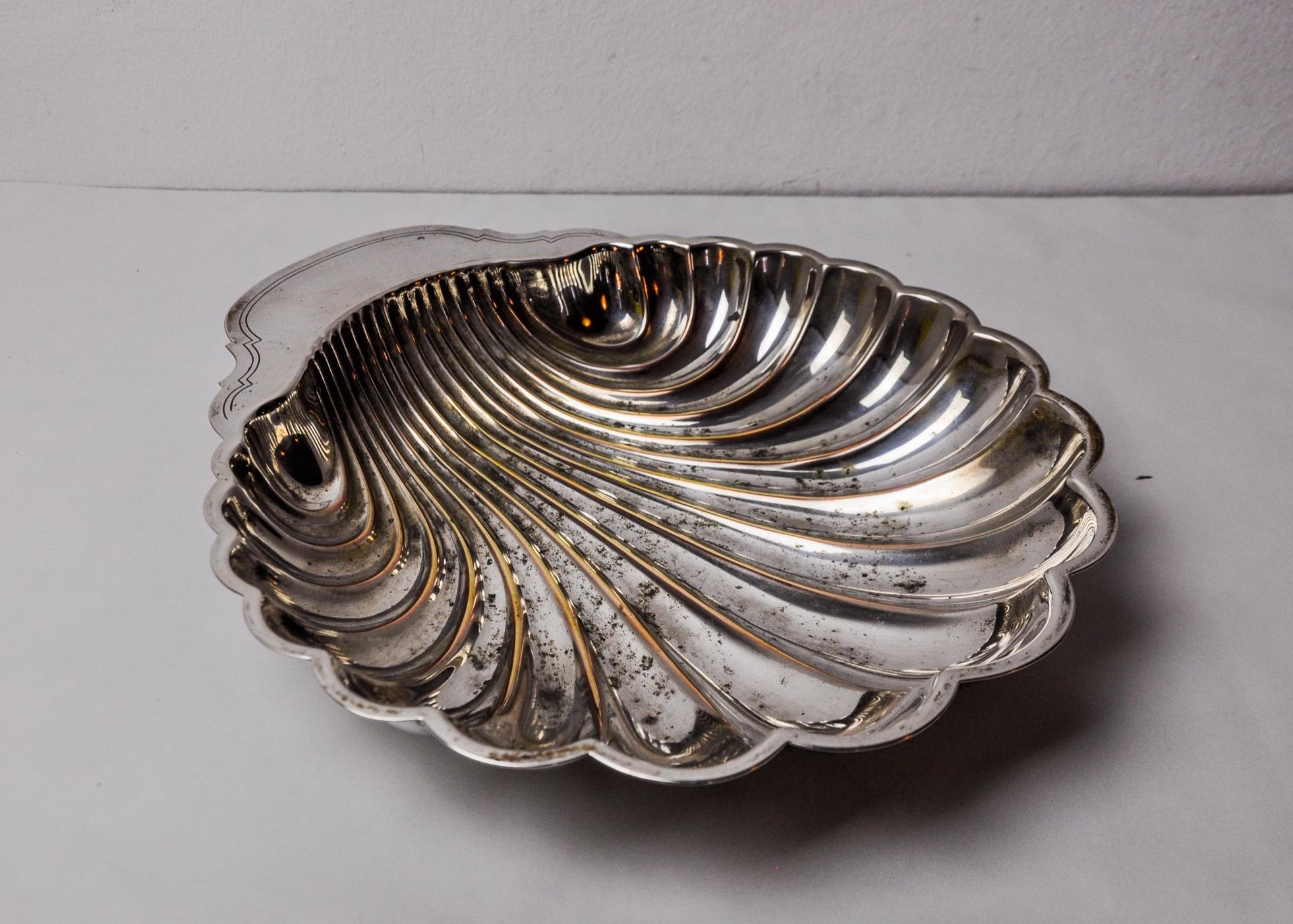 Hollywood Regency Shell Empty pocket, silver plated, Spain, 1970 For Sale