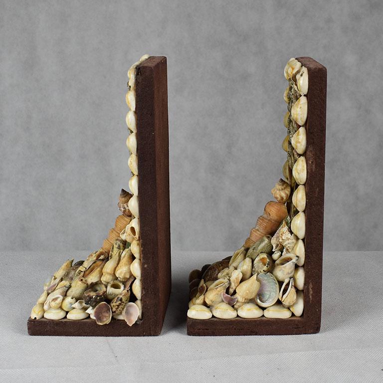 20th Century Shell Encrusted Bookends, a Pair