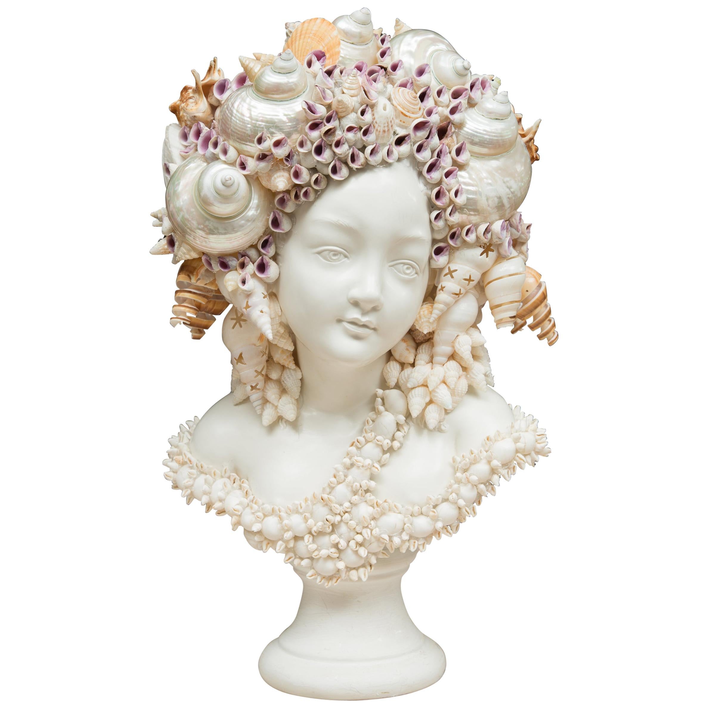 Shell Encrusted Bust of a Lady