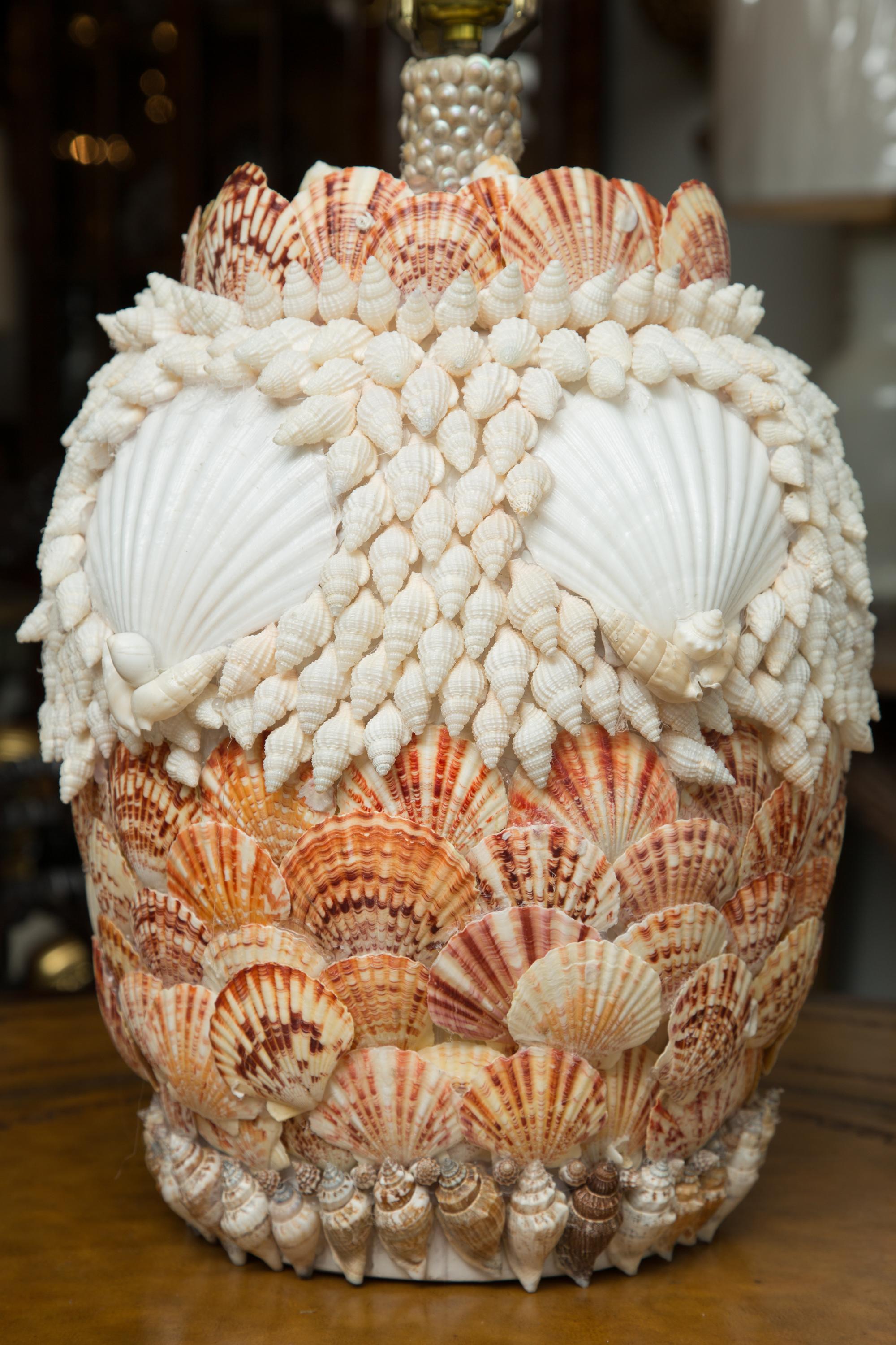 Hand-Crafted Shell Encrusted Table Lamps