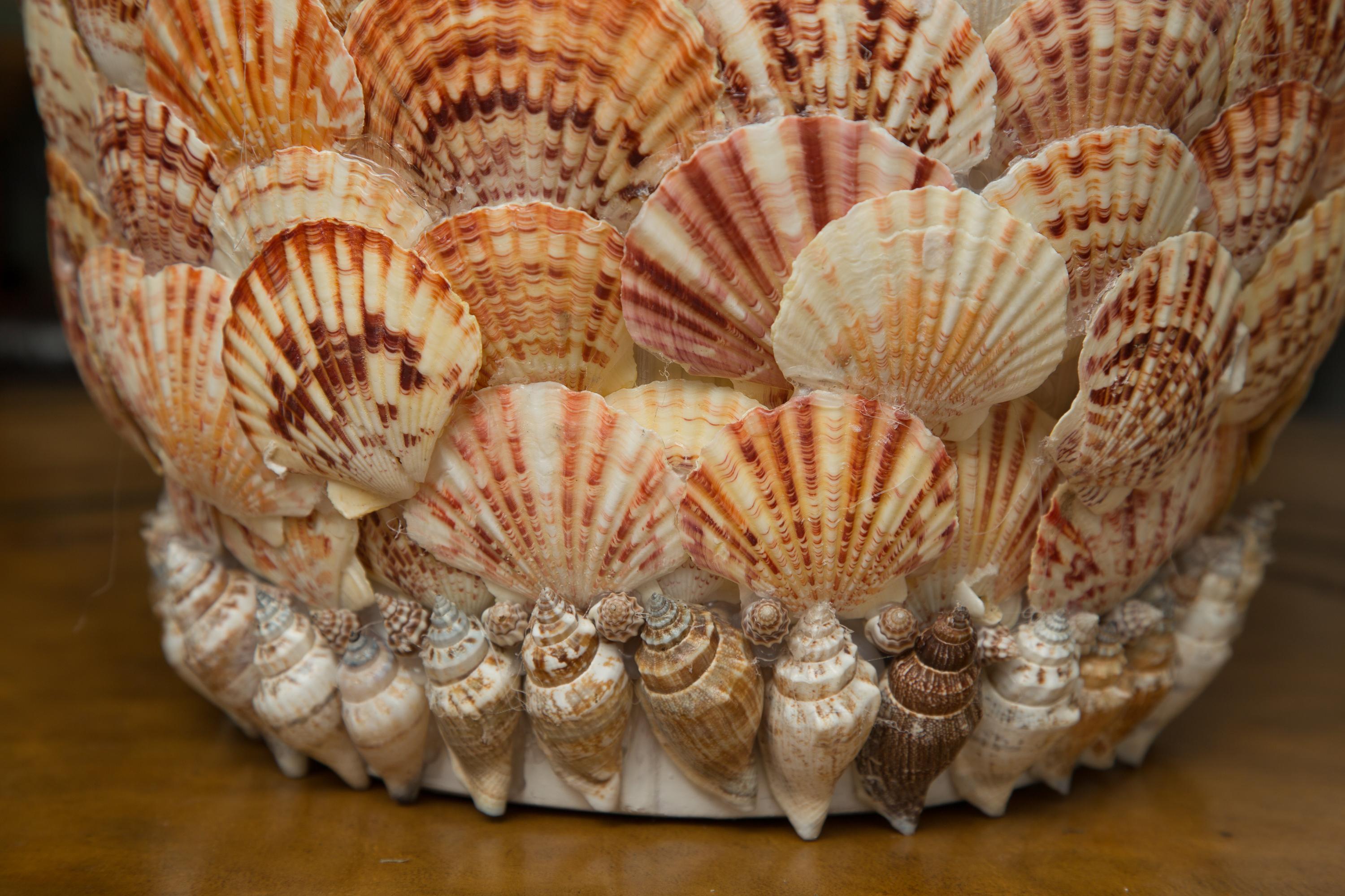 Shell Encrusted Table Lamps In Good Condition In WEST PALM BEACH, FL