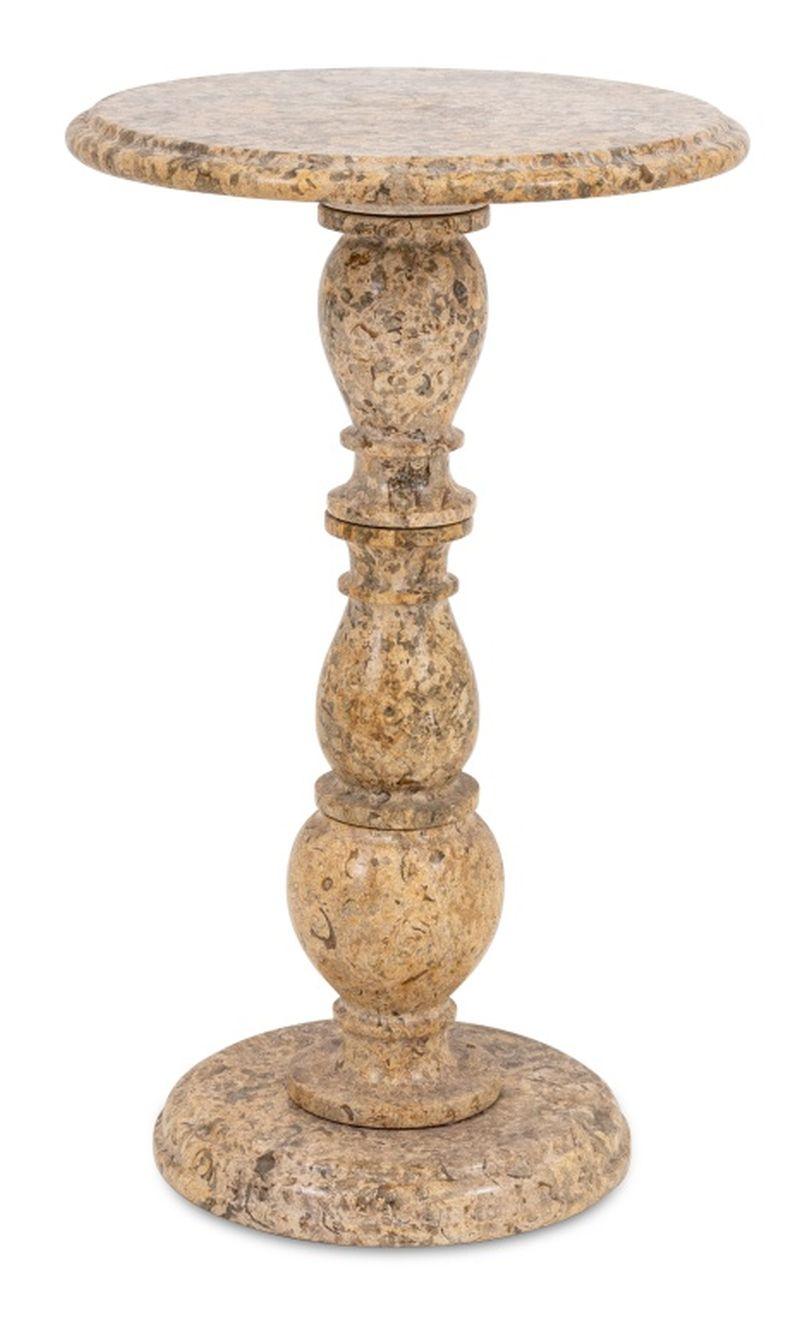 Neoclassical Shell Fossil Hardstone Side Table For Sale