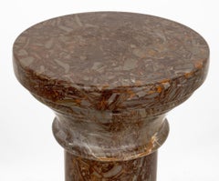 Shell Fossil Marble Column Pedestal