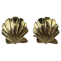 Shell gold earrings 14KT omega closure