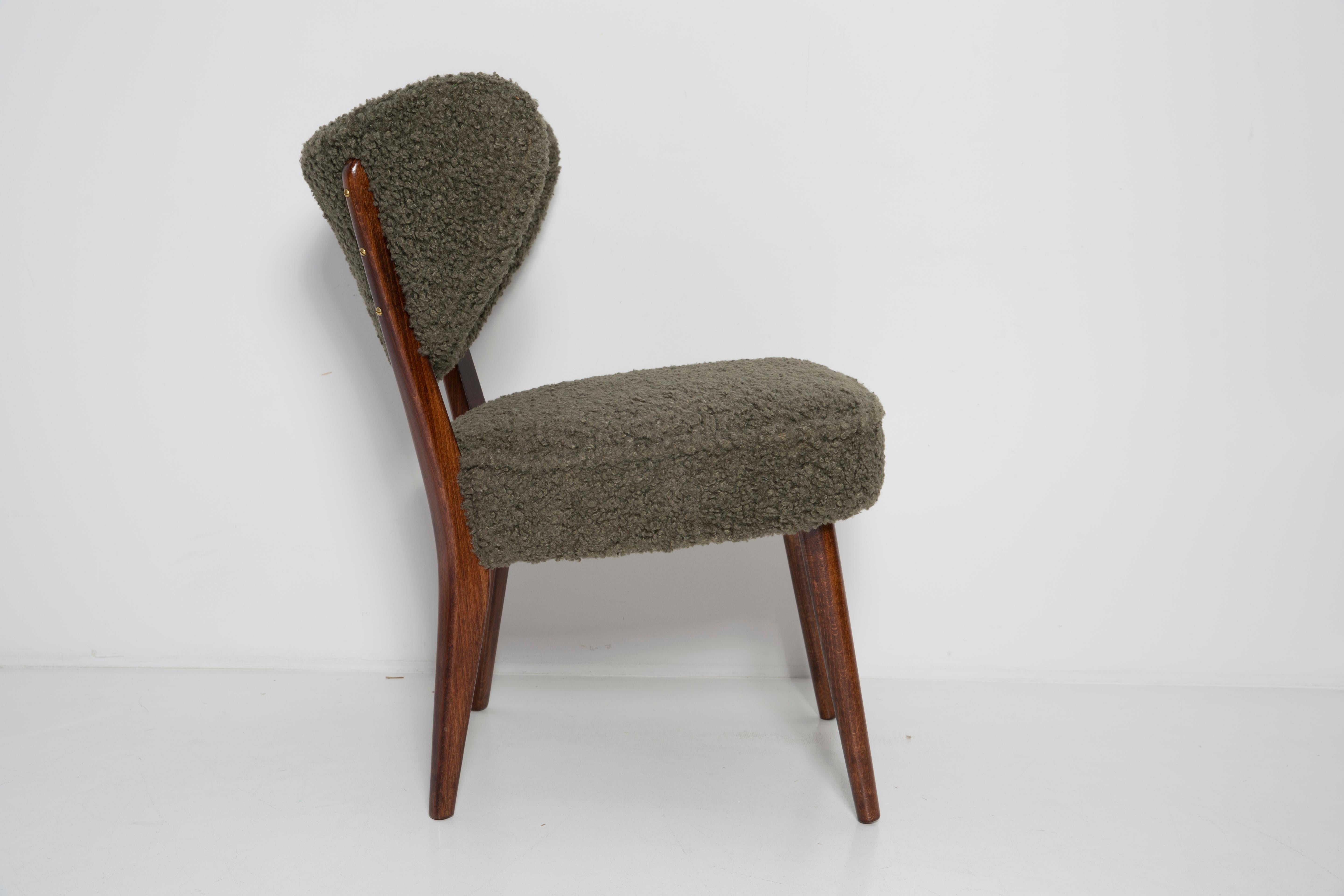 Polish Shell Green Boucle Club Chair, by Vintola Studio, Europe, Poland For Sale