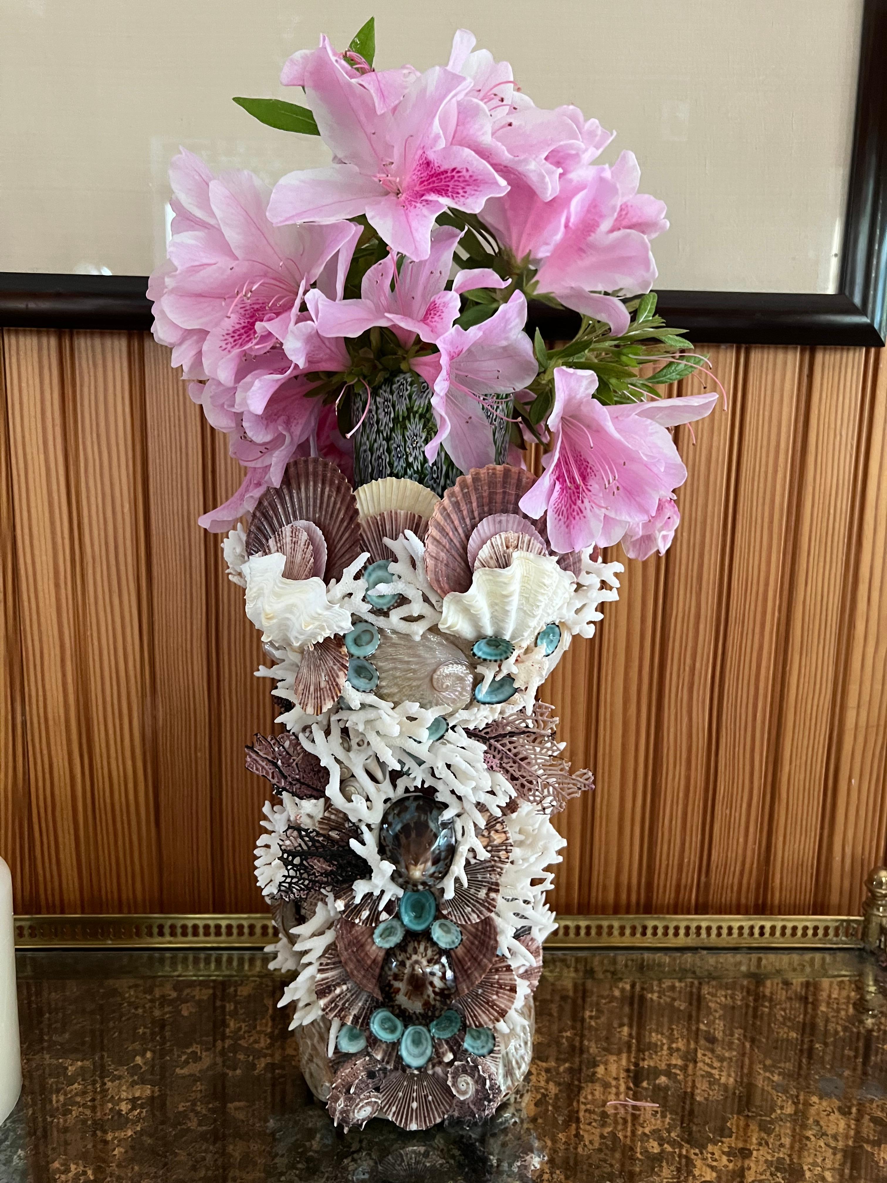 Shell grotto candle, flower holder, for indoor, protected outdoor space. in vendita 3