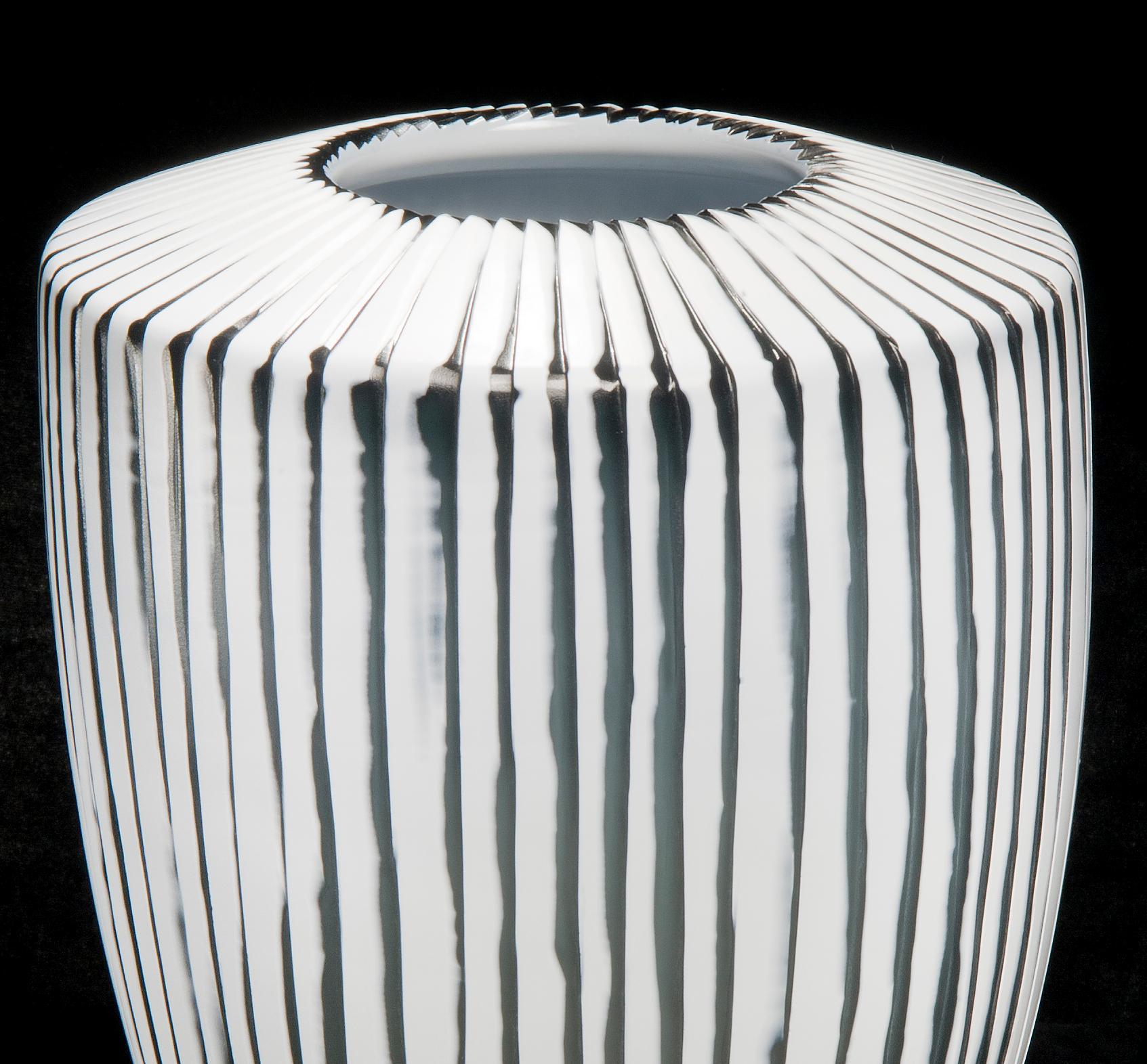 Hand-Crafted Shell II, a Unique white & slate grey Art Glass Vase by Laura Birdsall