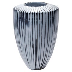 Shell II, a Unique white & slate grey Art Glass Vase by Laura Birdsall
