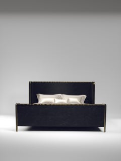 Shell Inlaid Bed with Bronze-Patina Brass Details by R&Y Augousti