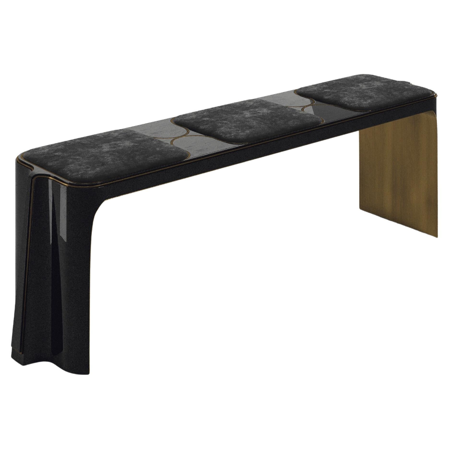 Bank mit Muschelintarsien und Messingdetails mit Bronzepatina von R&Y Augousti im Angebot