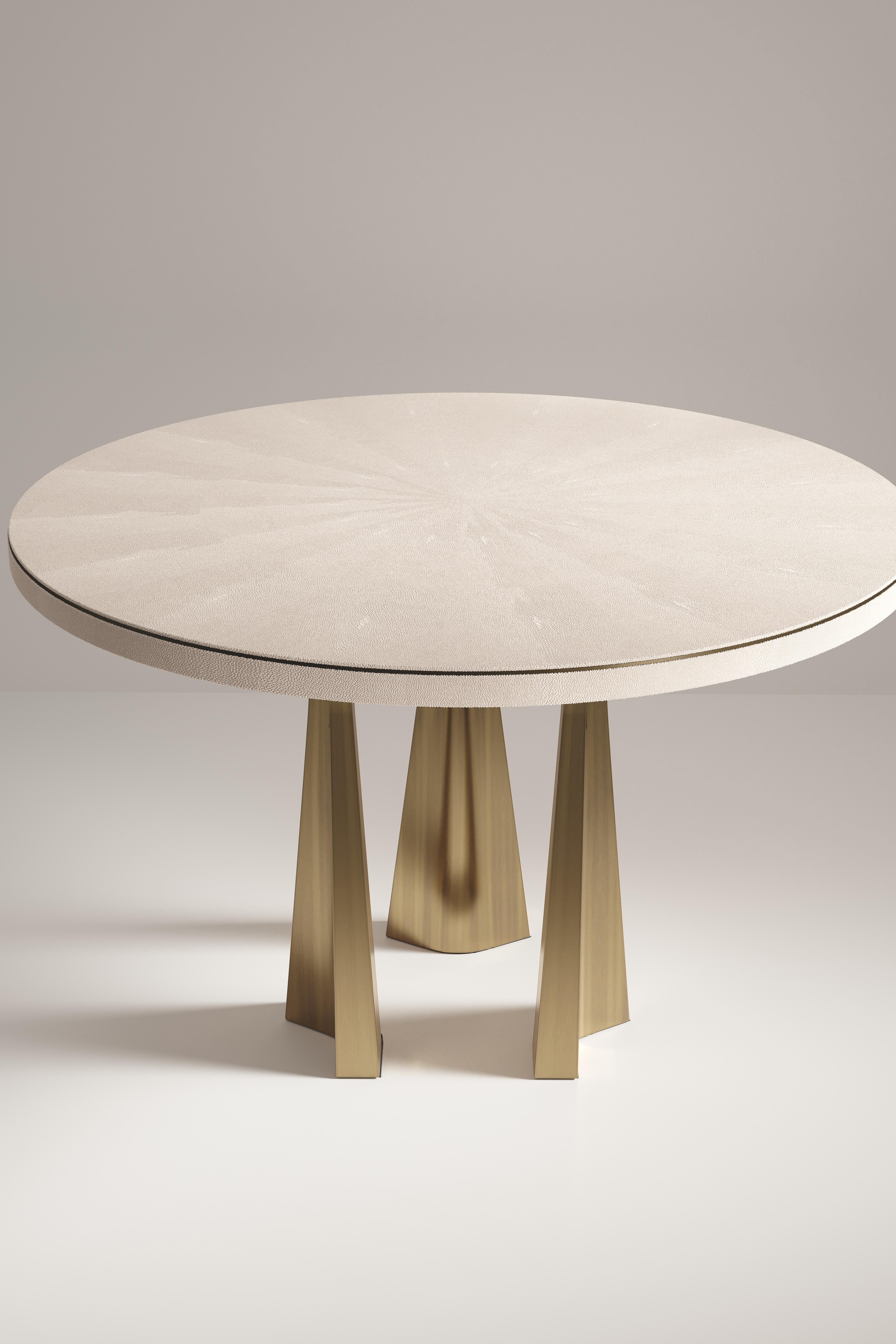 Tavolo da colazione con intarsio di conchiglie e gambe scultoree in ottone di R&Y Augousti in vendita 3