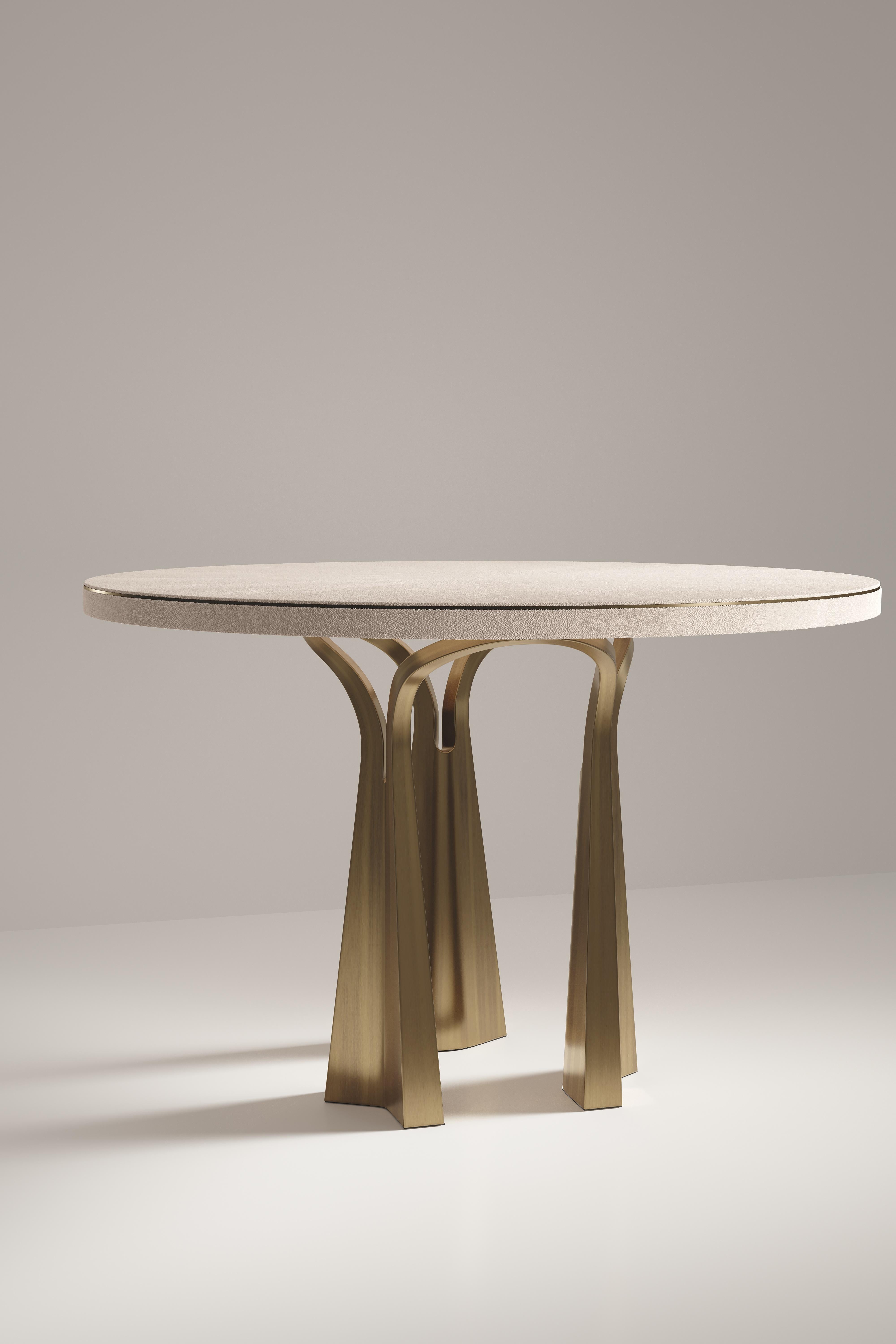 Tavolo da colazione con intarsio di conchiglie e gambe scultoree in ottone di R&Y Augousti in vendita 4