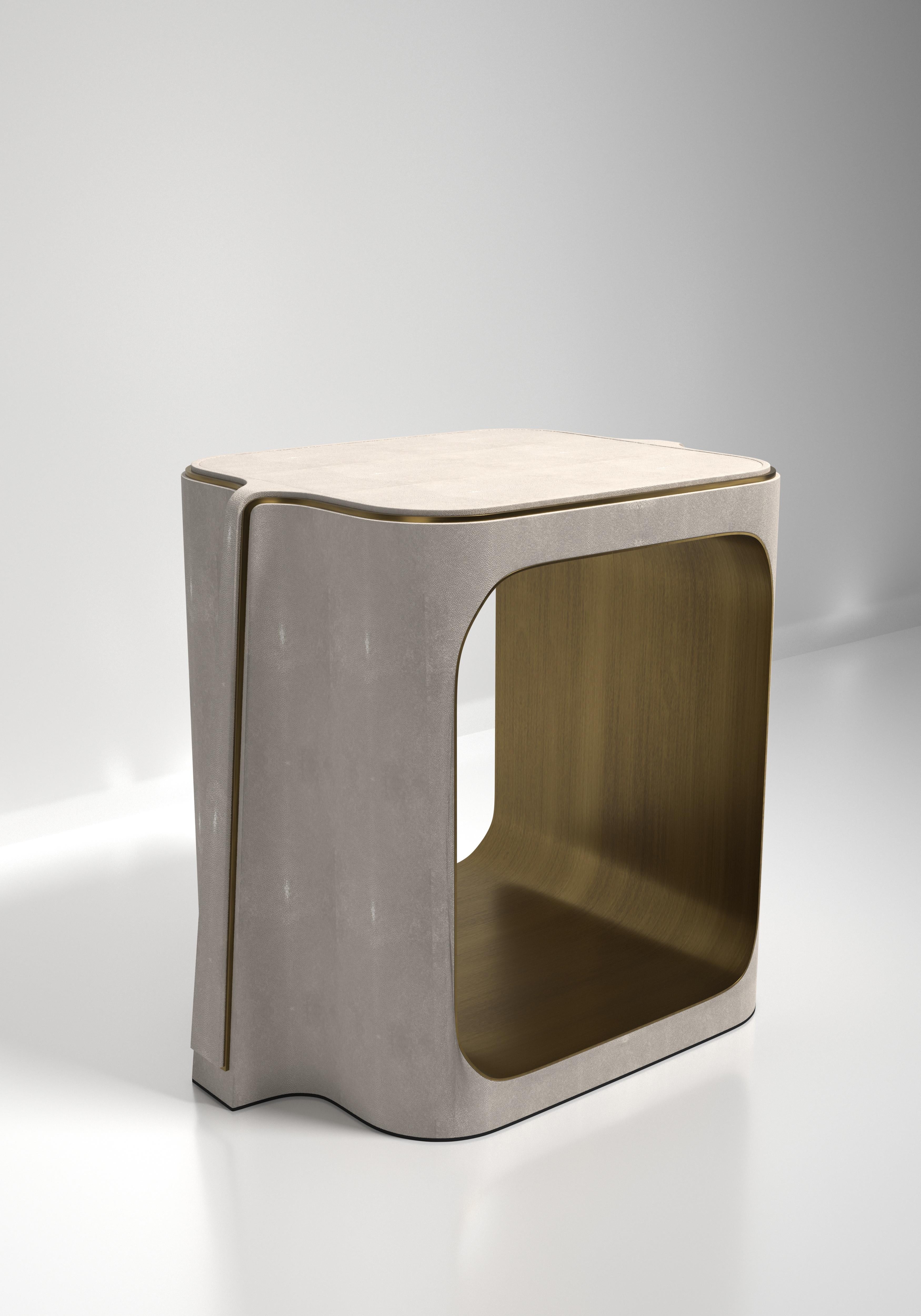 Shell Inlaid Console Table with Bronze Patina Brass Details by R&Y Augousti For Sale 7