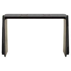 Shell Inlaid Console Table with Bronze Patina Brass Details by R&Y Augousti