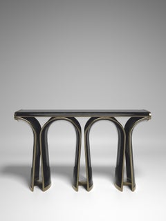 Shell Inlaid Console with Bronze-Patina Brass Details by R&Y Augousti