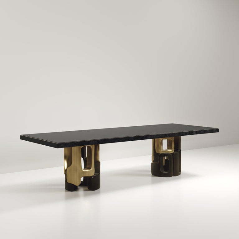 Shell Inlaid Dining Table by Kifu Paris with a Pair of R&Y Augousti ...