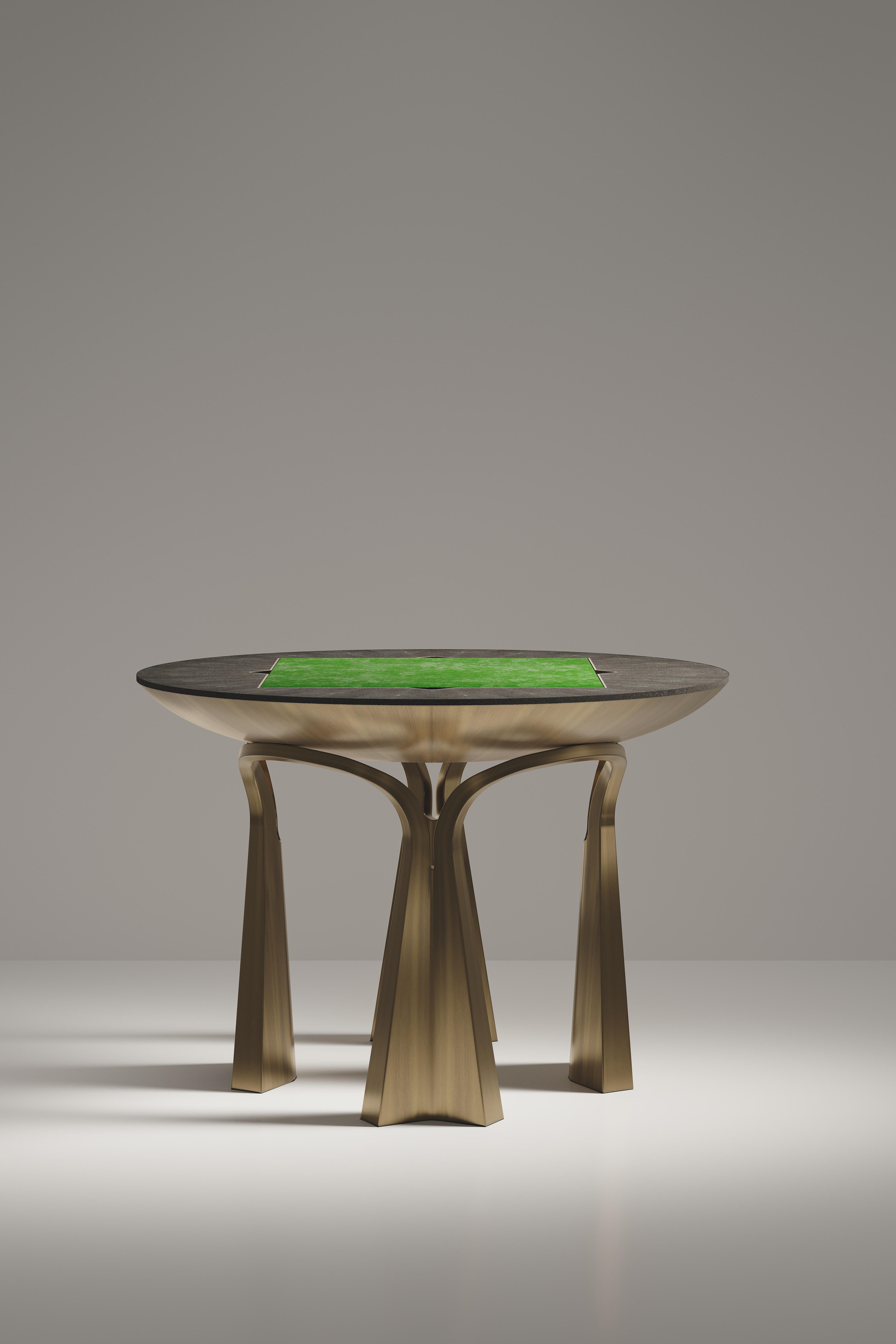 Shell Inlaid Game Table with Bronze-Patina Brass Accents R&Y Augousti For Sale 6