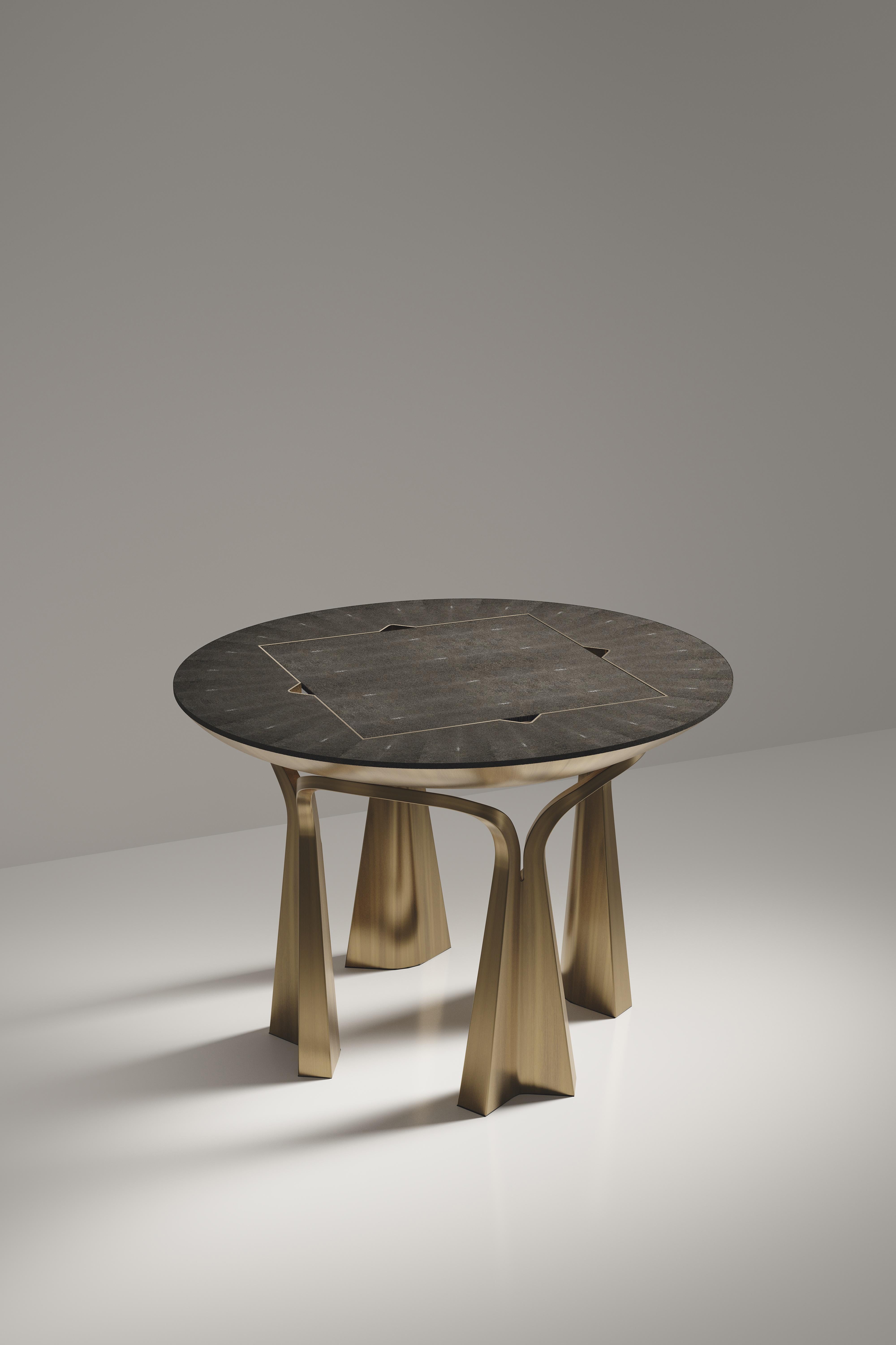 Shell Inlaid Game Table with Bronze-Patina Brass Accents R&Y Augousti For Sale 7