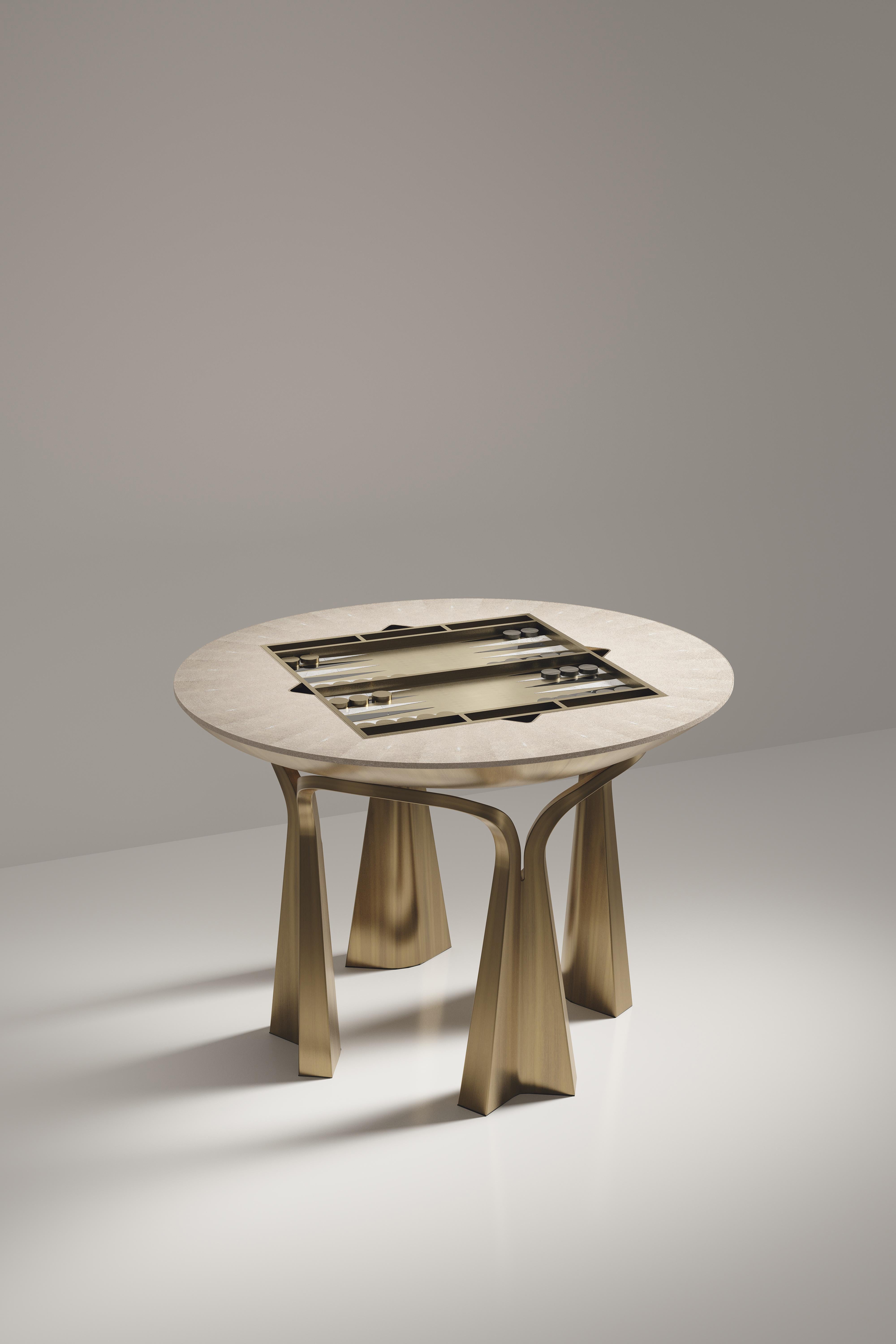 Shell Inlaid Game Table with Bronze-Patina Brass Accents R&Y Augousti For Sale 8