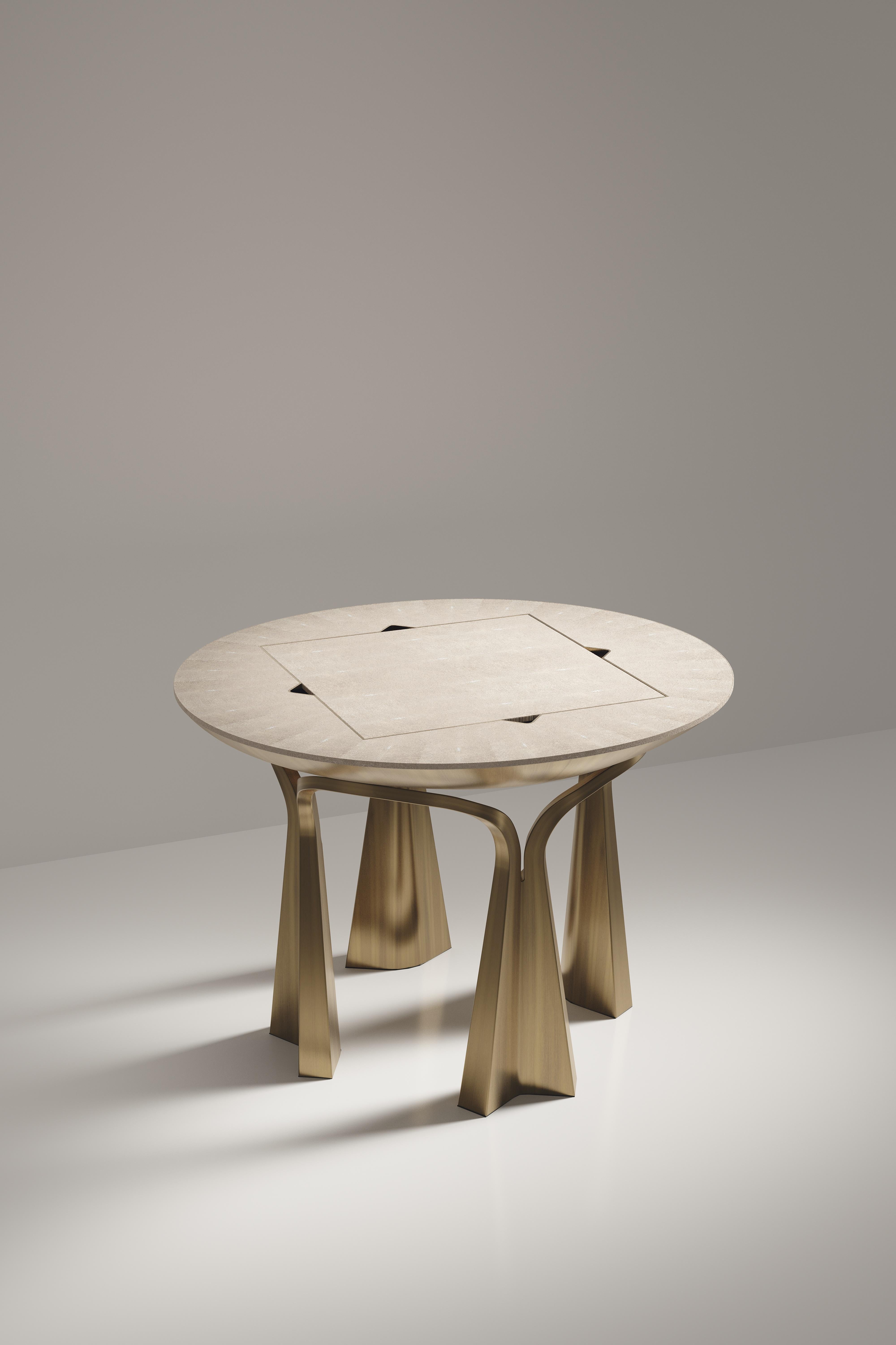 Shell Inlaid Game Table with Bronze-Patina Brass Accents R&Y Augousti For Sale 11