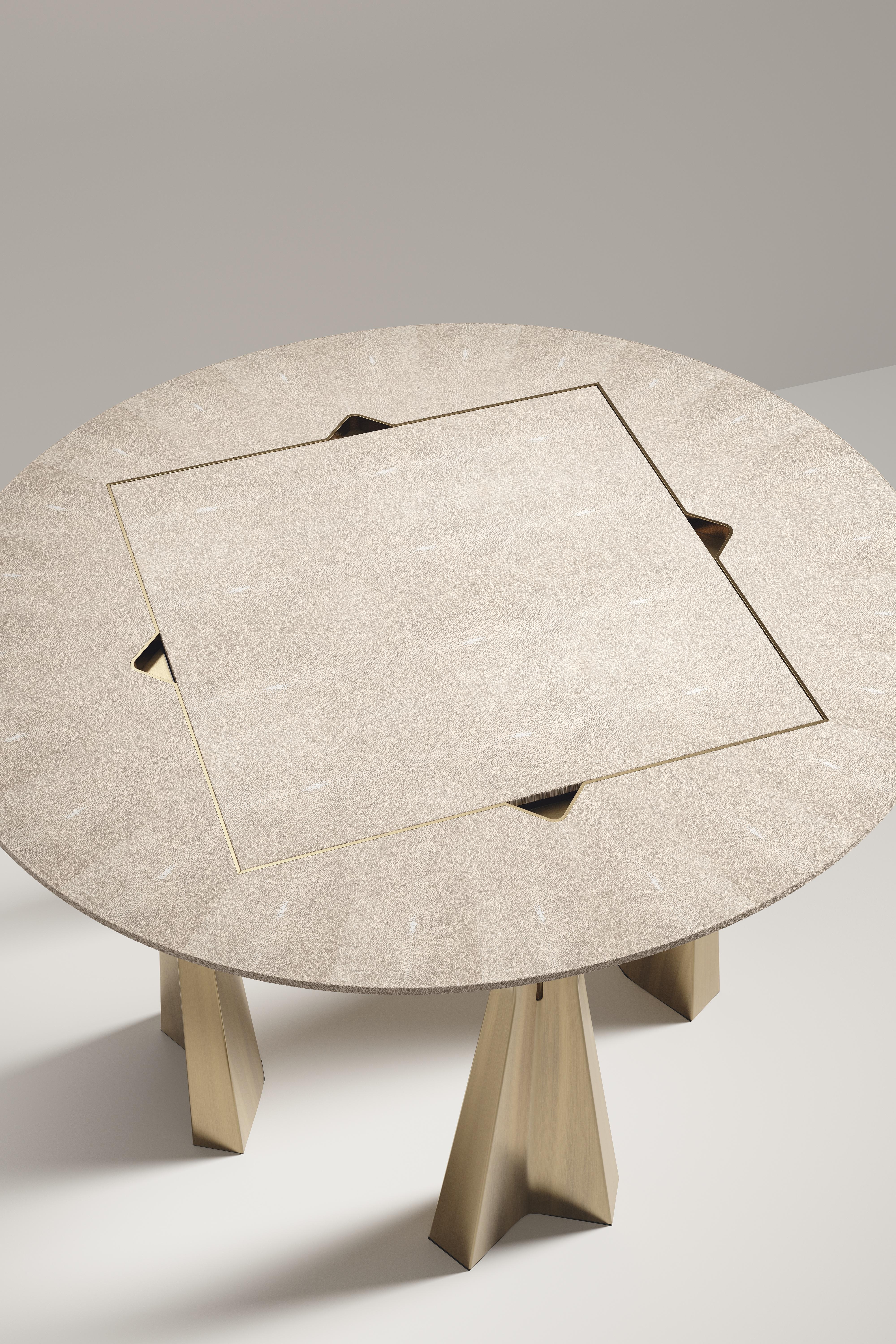 Shell Inlaid Game Table with Bronze-Patina Brass Accents R&Y Augousti For Sale 12