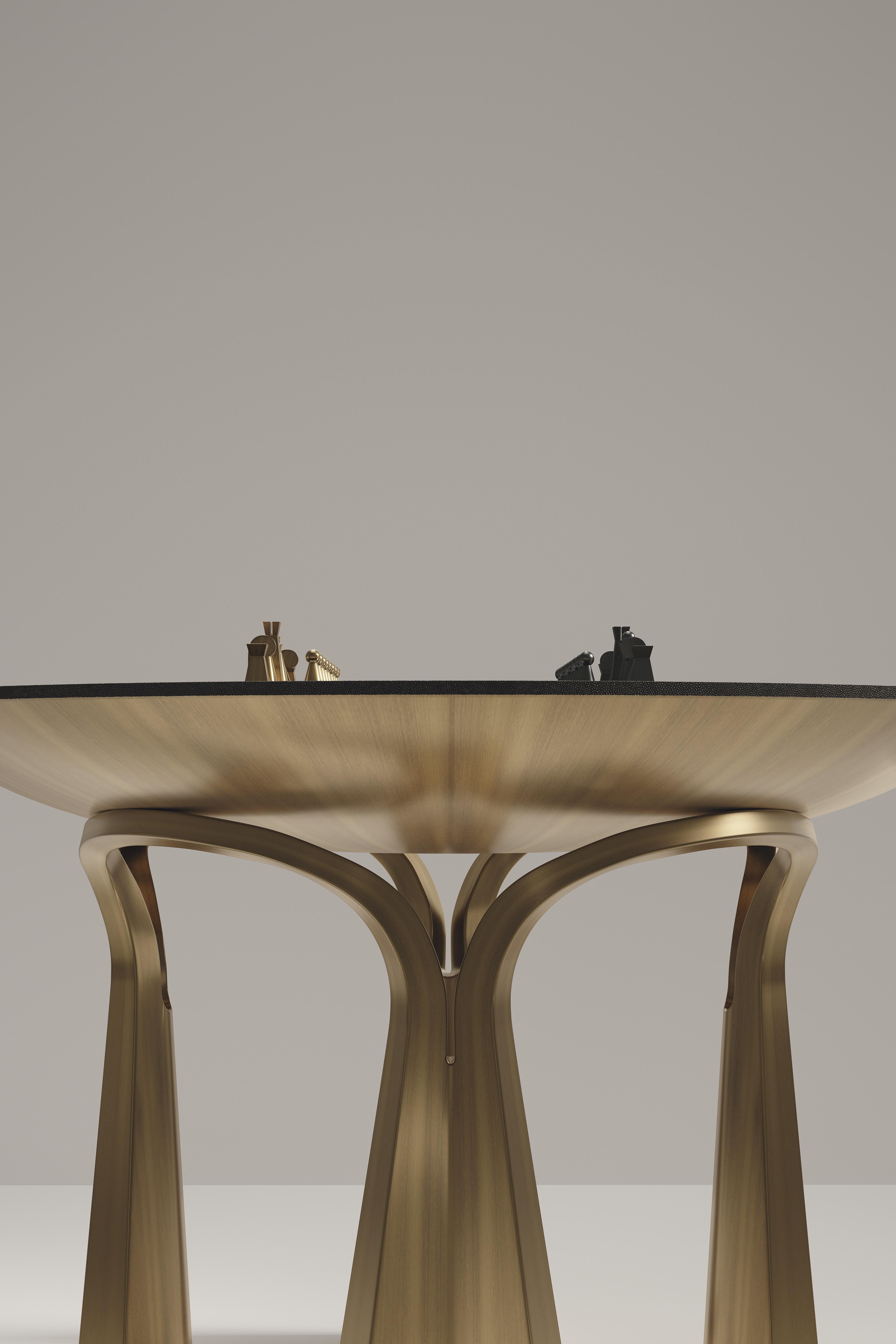 Shell Inlaid Game Table with Bronze-Patina Brass Accents R&Y Augousti For Sale 2