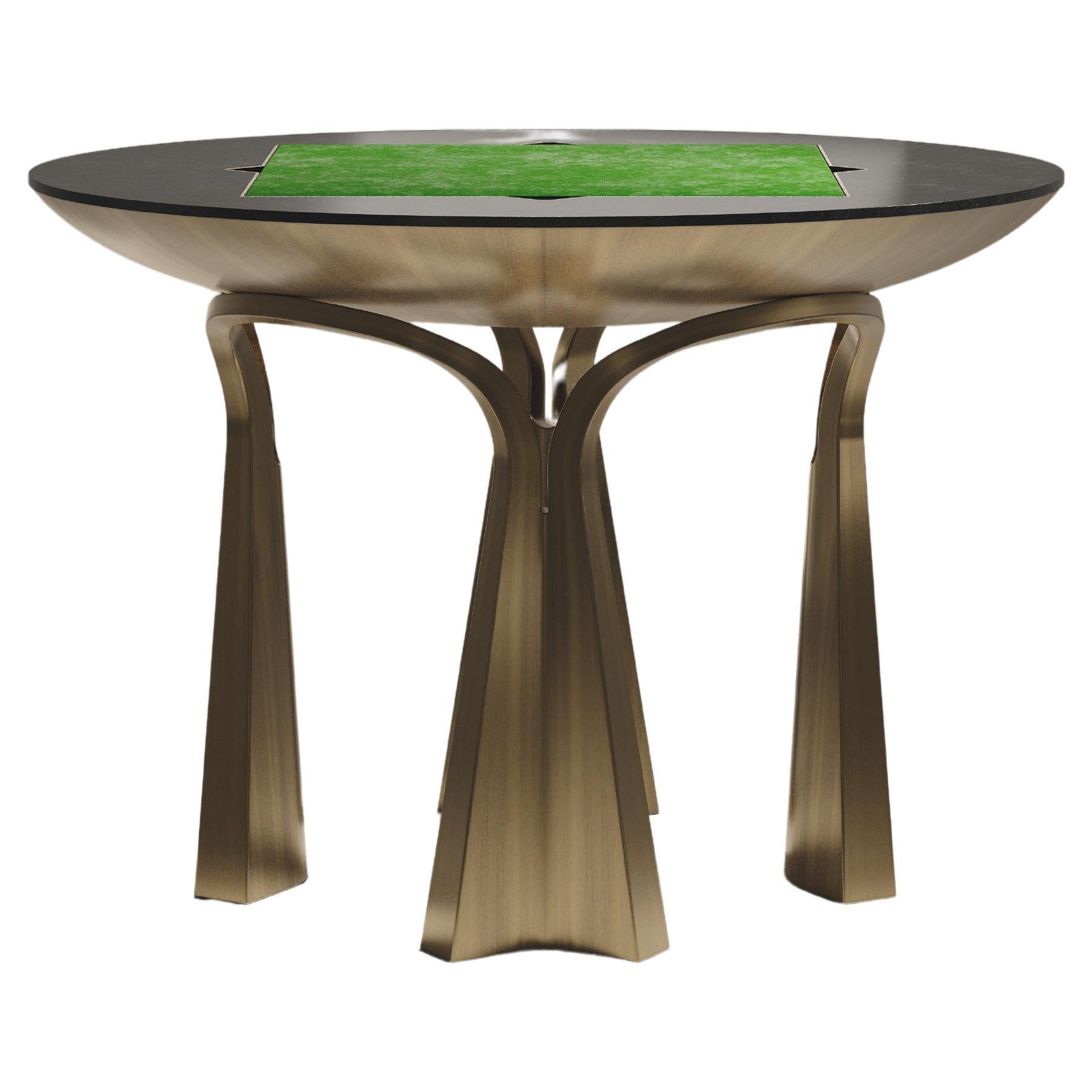 Shell Inlaid Game Table with Bronze-Patina Brass Accents R&Y Augousti For Sale