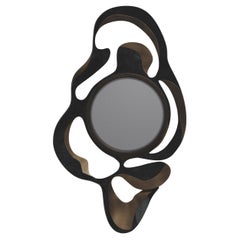 Shell Inlaid Mirror with Bronze Patina Brass Details by Kifu Paris