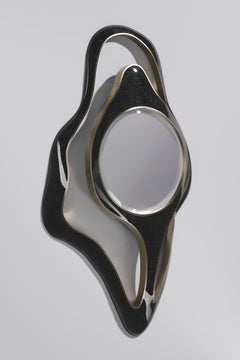 Shell Inlaid Mirror with Bronze-Patina Brass Details by R&Y Augousti