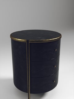 Shell Inlaid Side Table with Bronze-Patina Brass Details by R&Y Augousti
