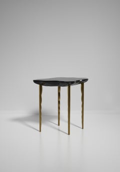 Shell Inlaid Side Table with Bronze Patina Brass Details by R&Y Augousti