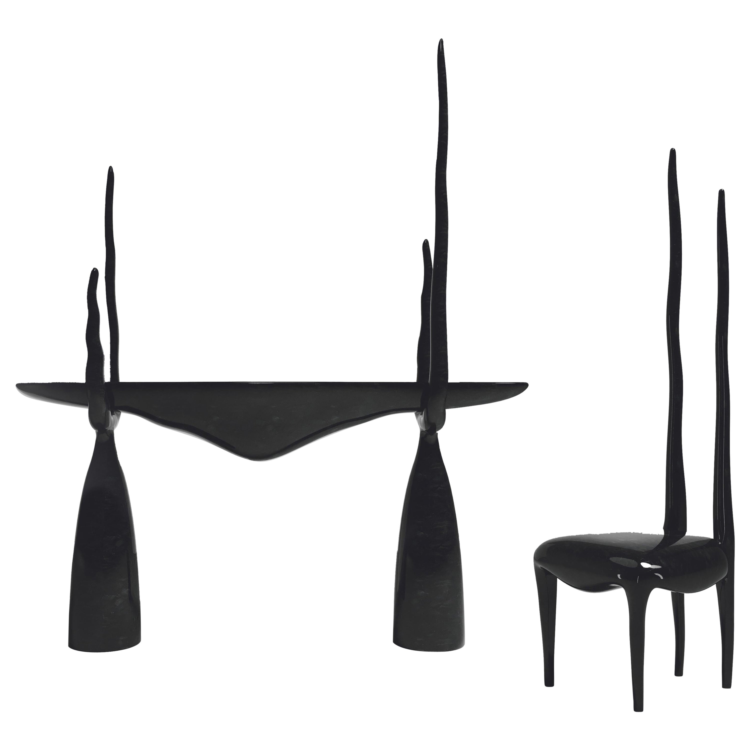 Console et chaise Sylvie incrustée de coquillages par R&Y Augousti
