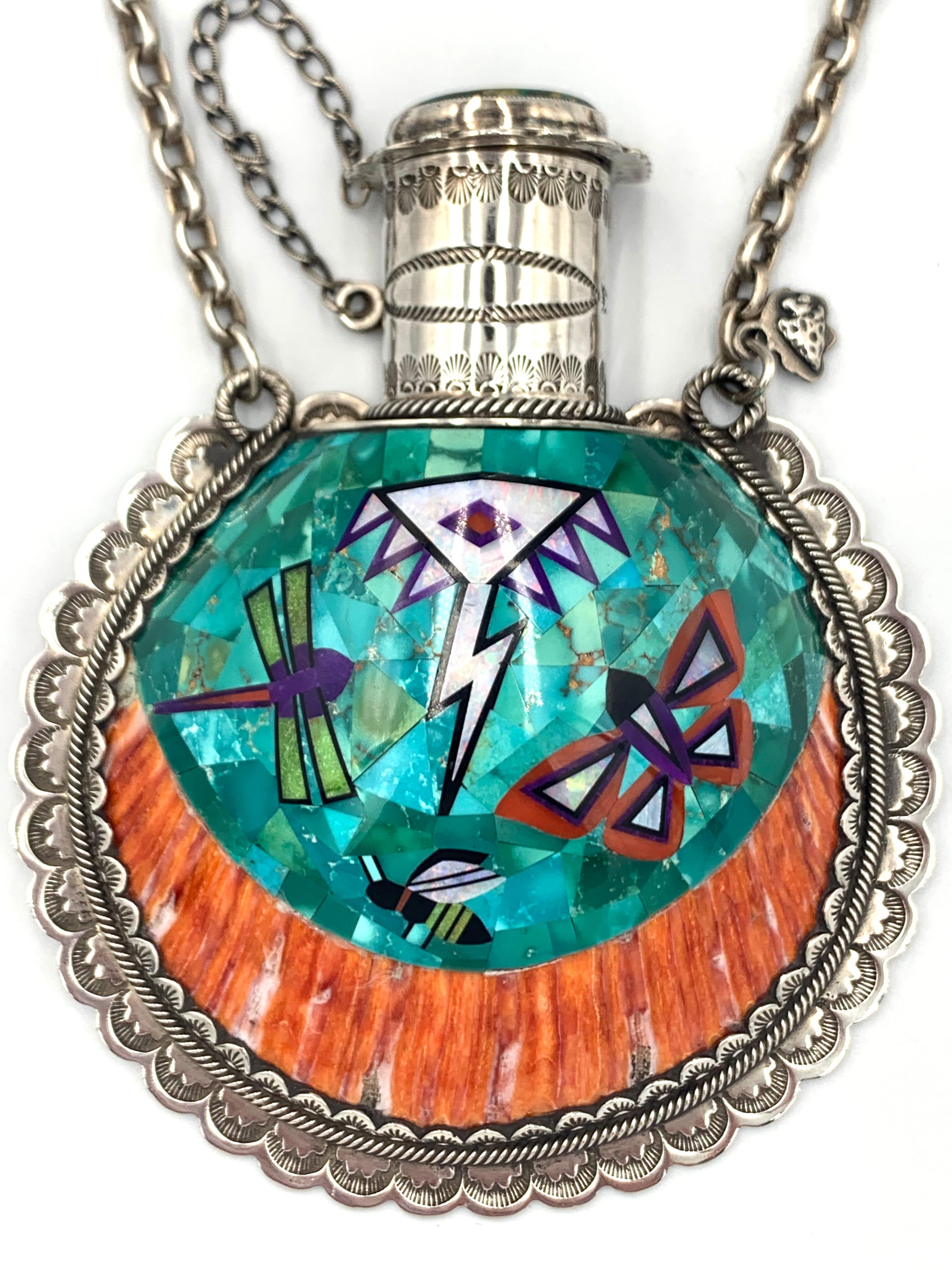 Shell Inlay Flask by Aldrich In New Condition For Sale In Scottsdale, AZ