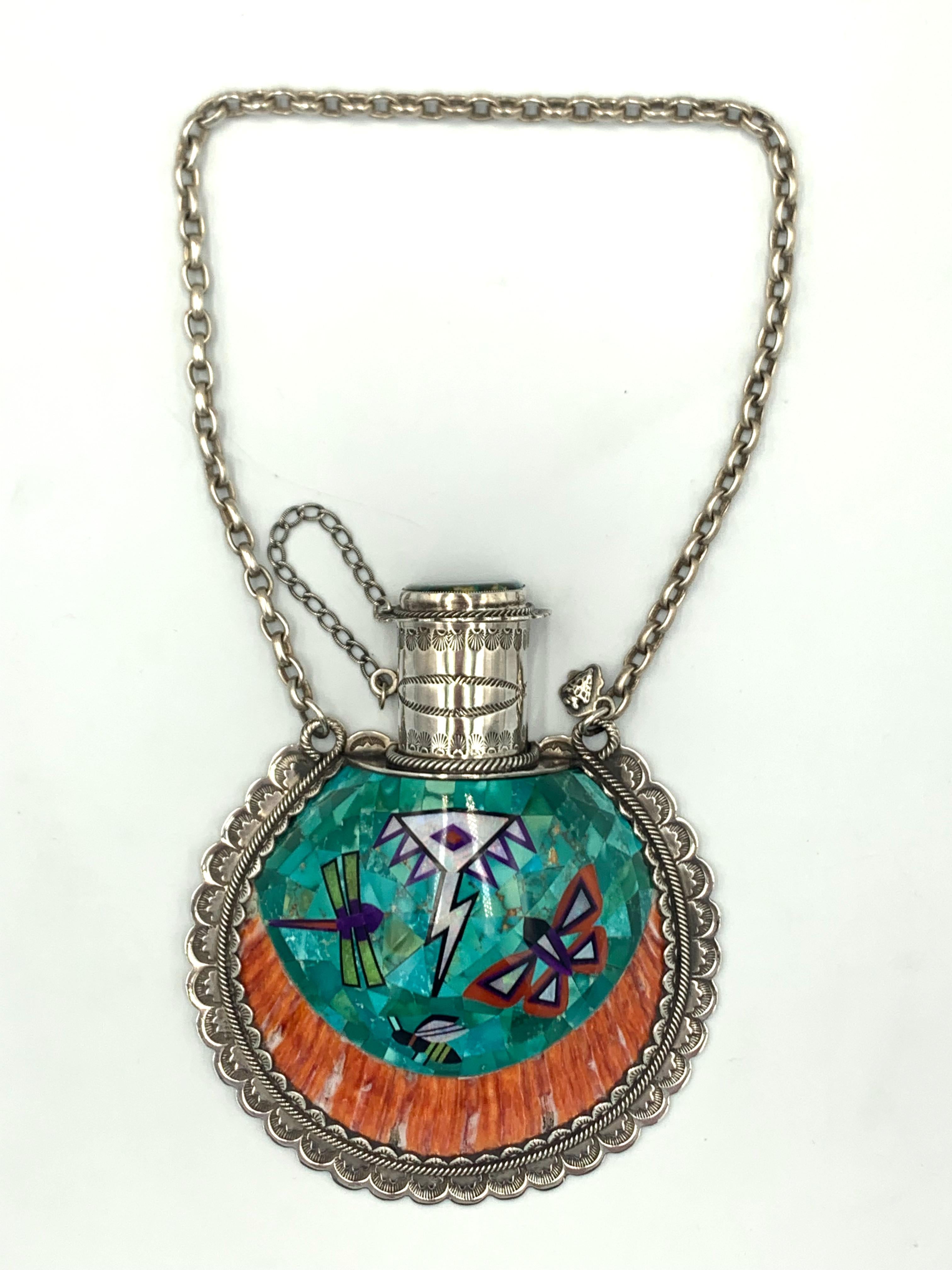 Shell Inlay Flask by Aldrich For Sale 3