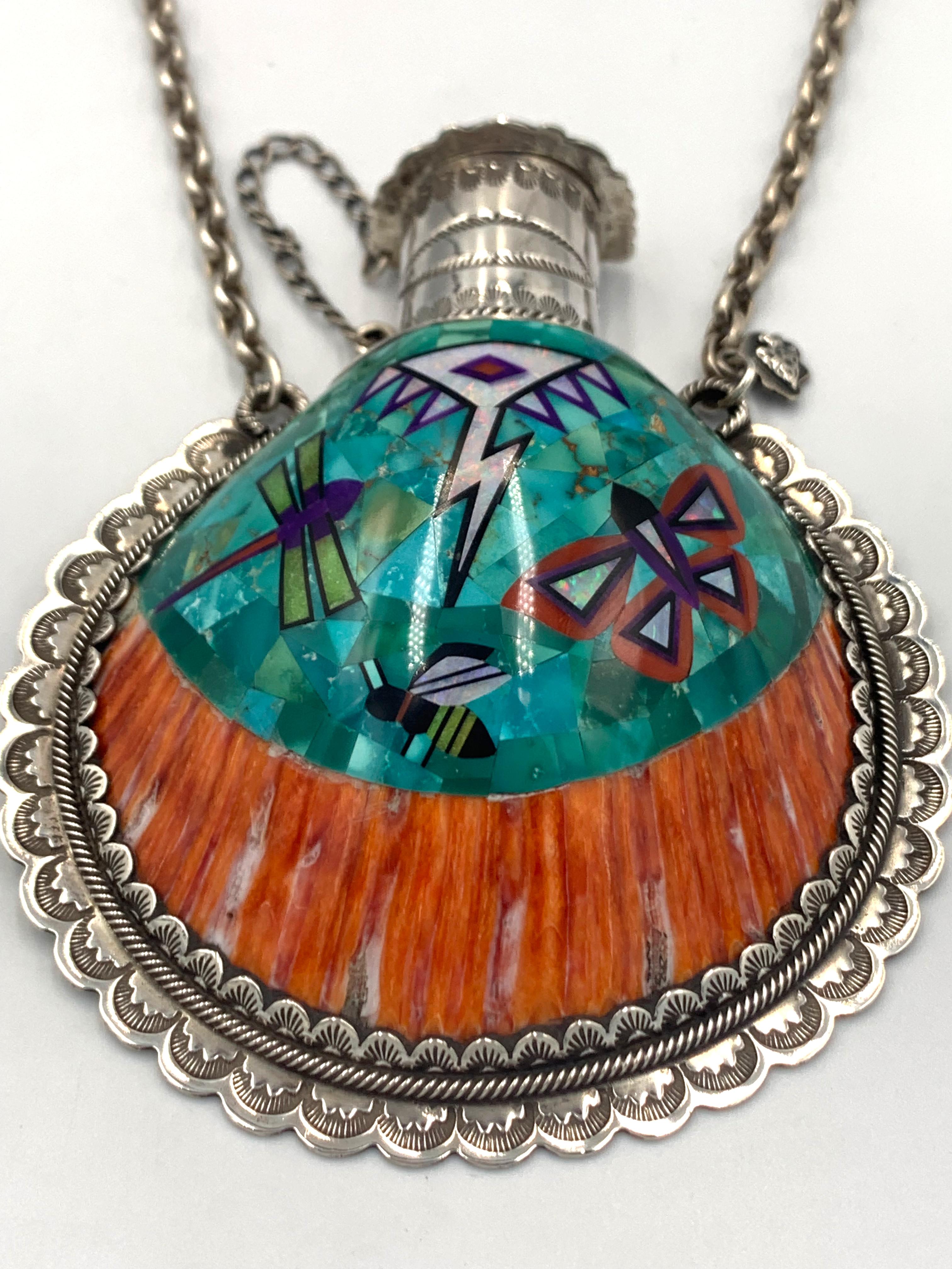 Shell Inlay Flask by Aldrich For Sale 4