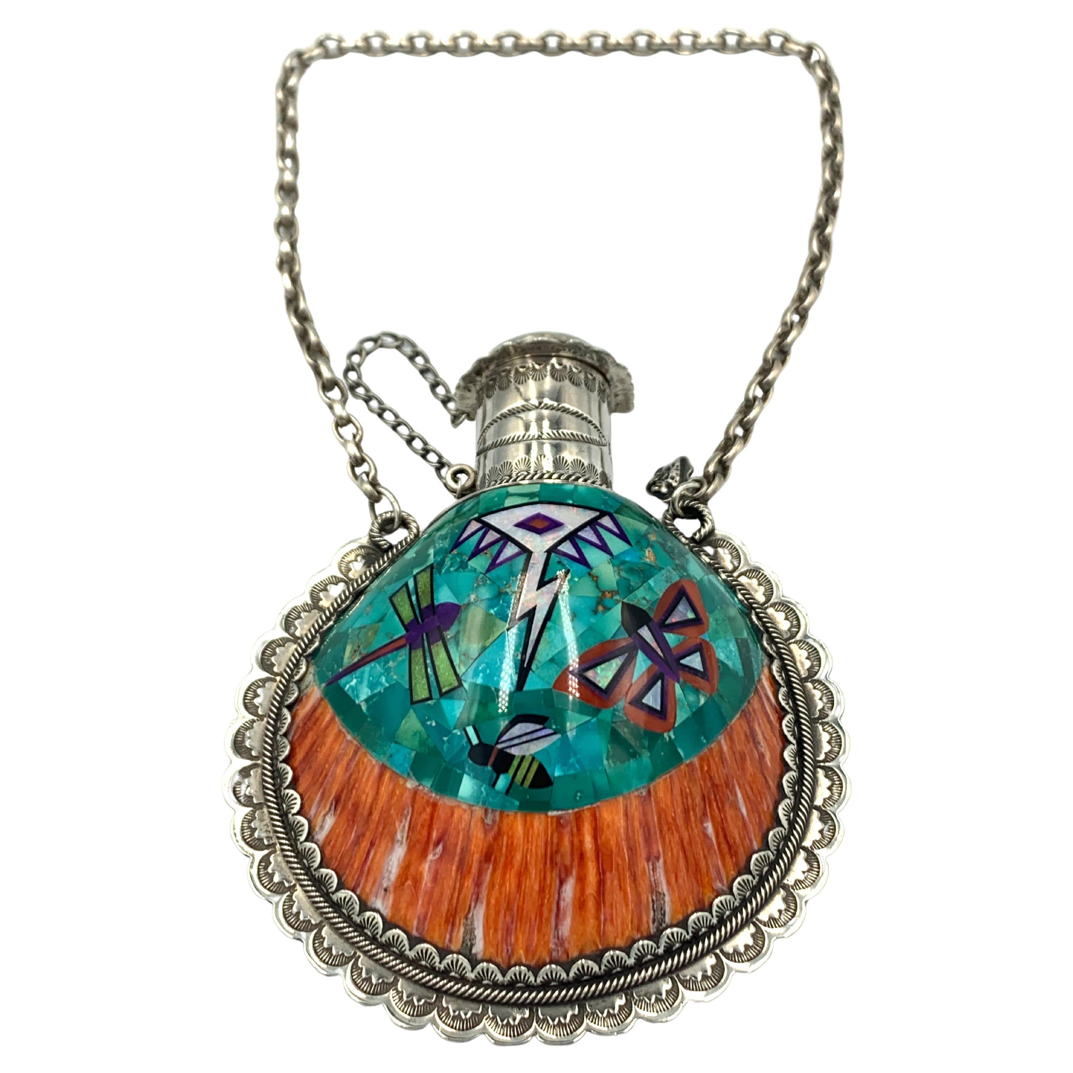 Shell Inlay Flask by Aldrich For Sale