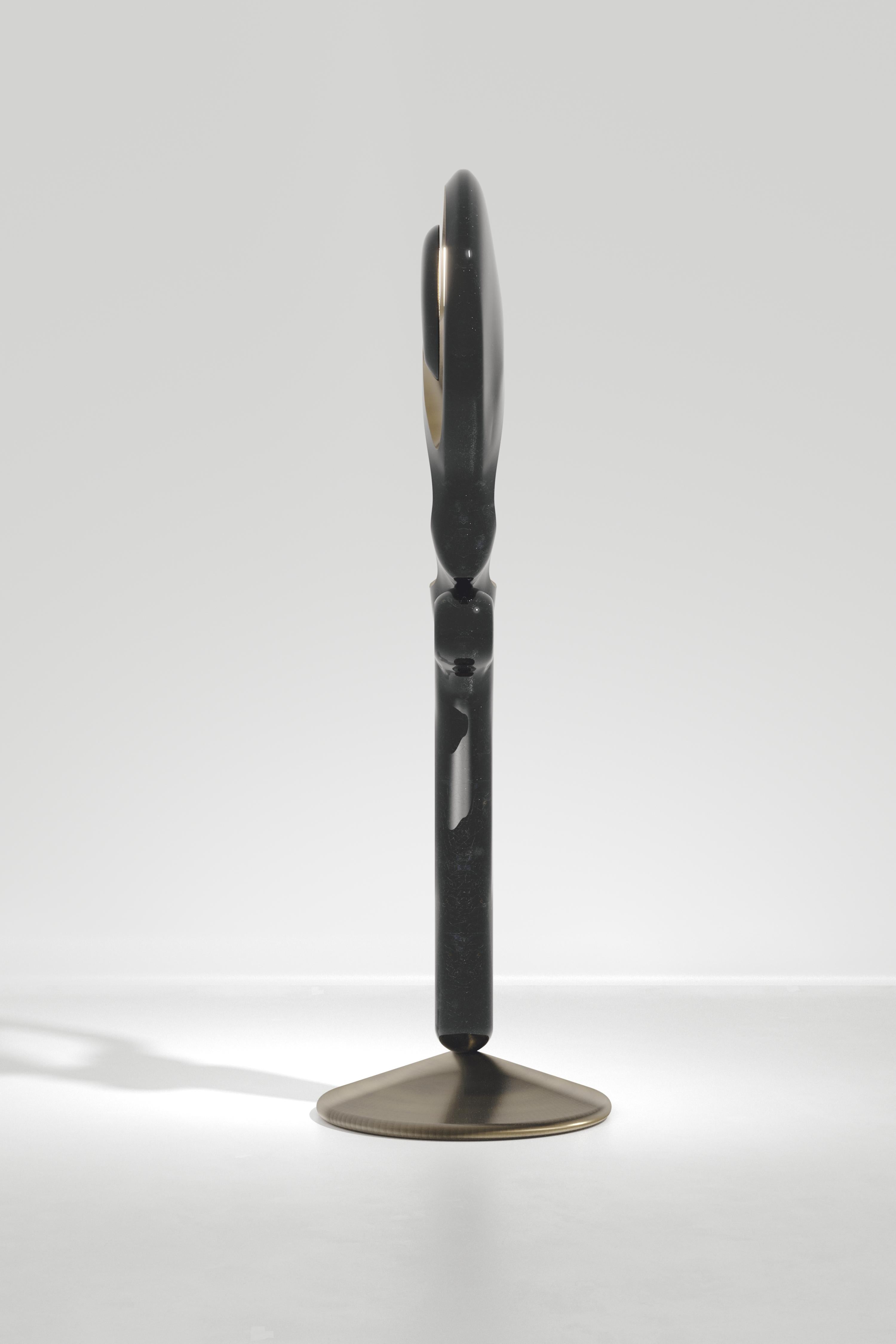 Art Deco Shell Inlay Floor Lamp with Bronze-Patina Brass Details by R&Y Augousti For Sale