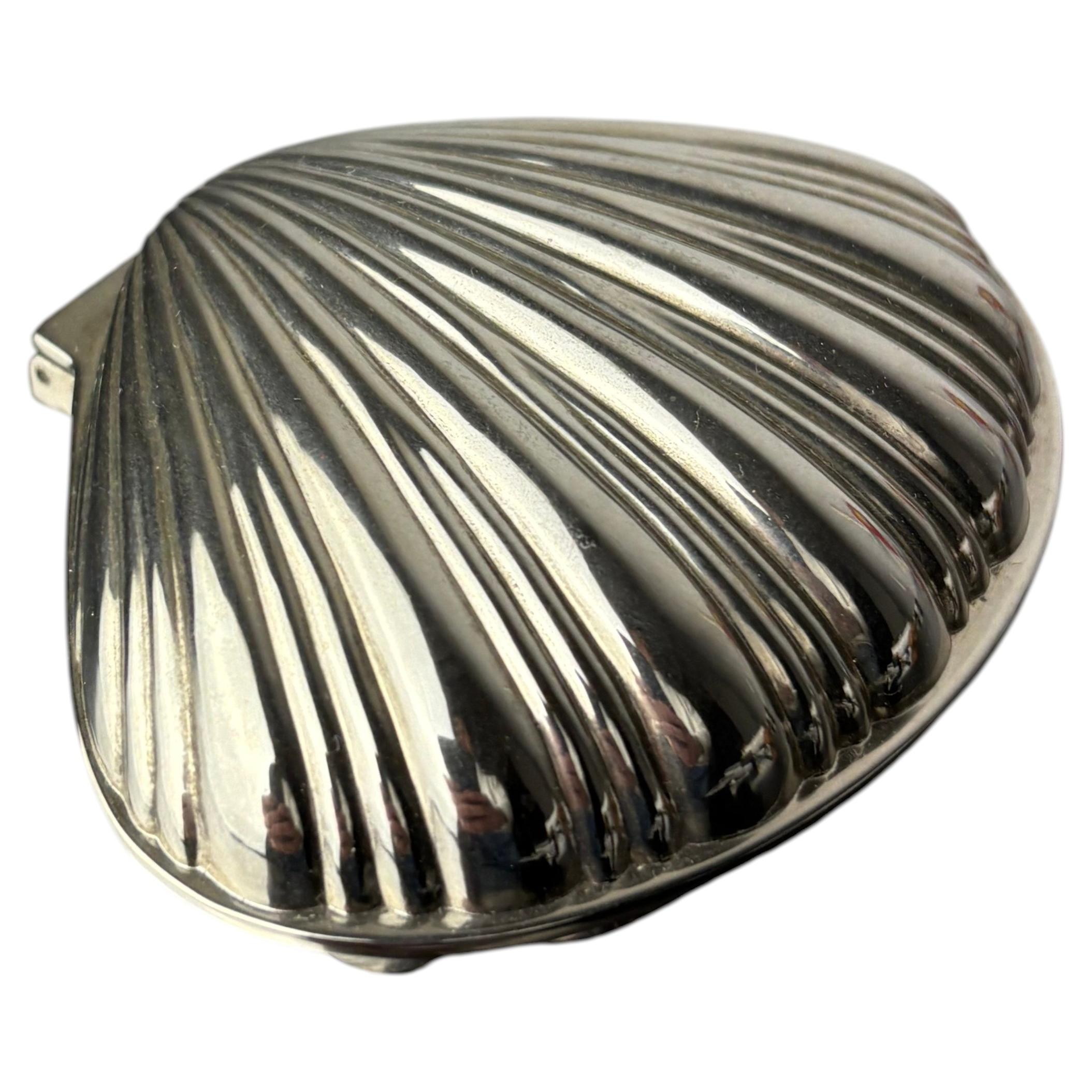 Shell jewelry box, silver plated, Italy, circa 1980