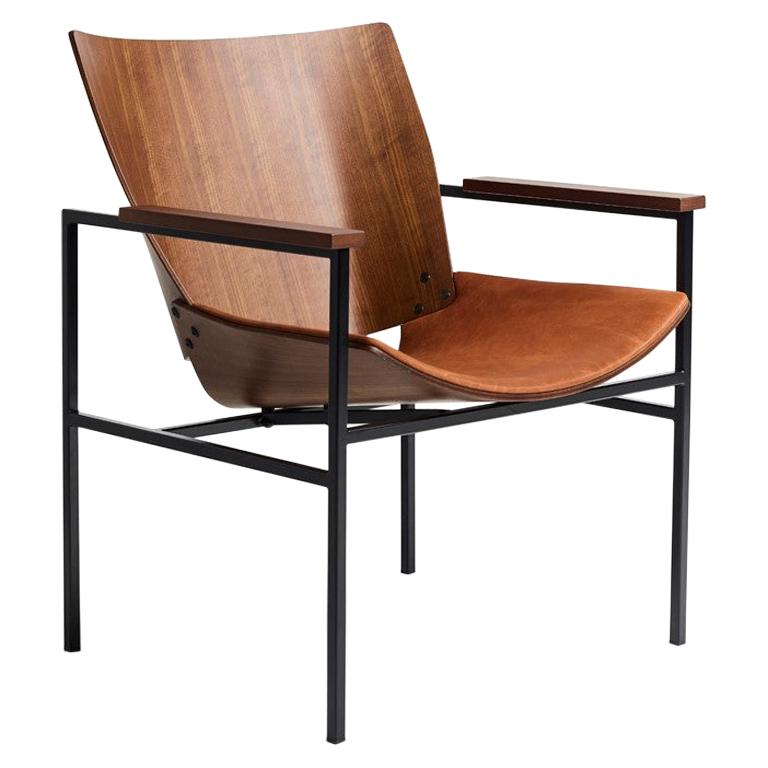 Afteroom Lounge Chair by Afteroom, in Steel with Cognac Leather For
