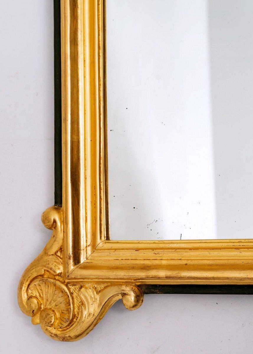 Louis XV Shell Mirror - Golden Leaf Wood - Mercury Ice - Period: XVIIIth Century For Sale