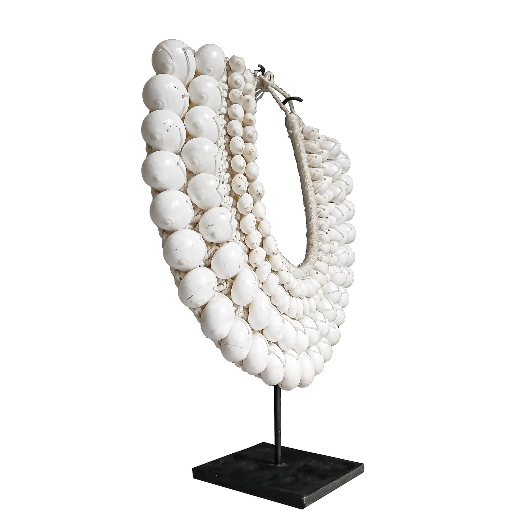 Hand-Crafted Shell Necklace on Stand, Papua New Guinea For Sale