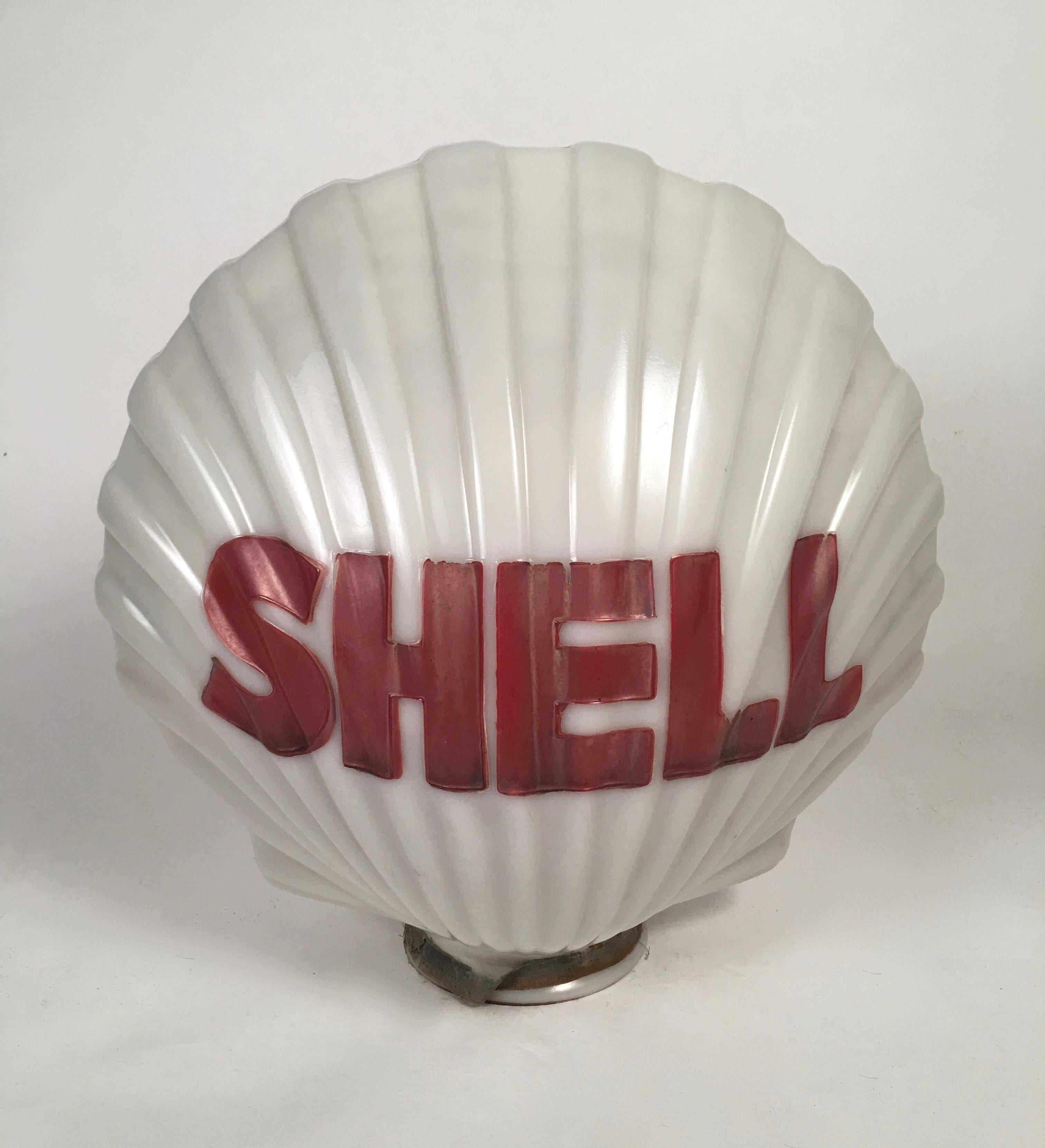 Hand-Painted Shell Oil Company Milk Glass Gas Pump Globe