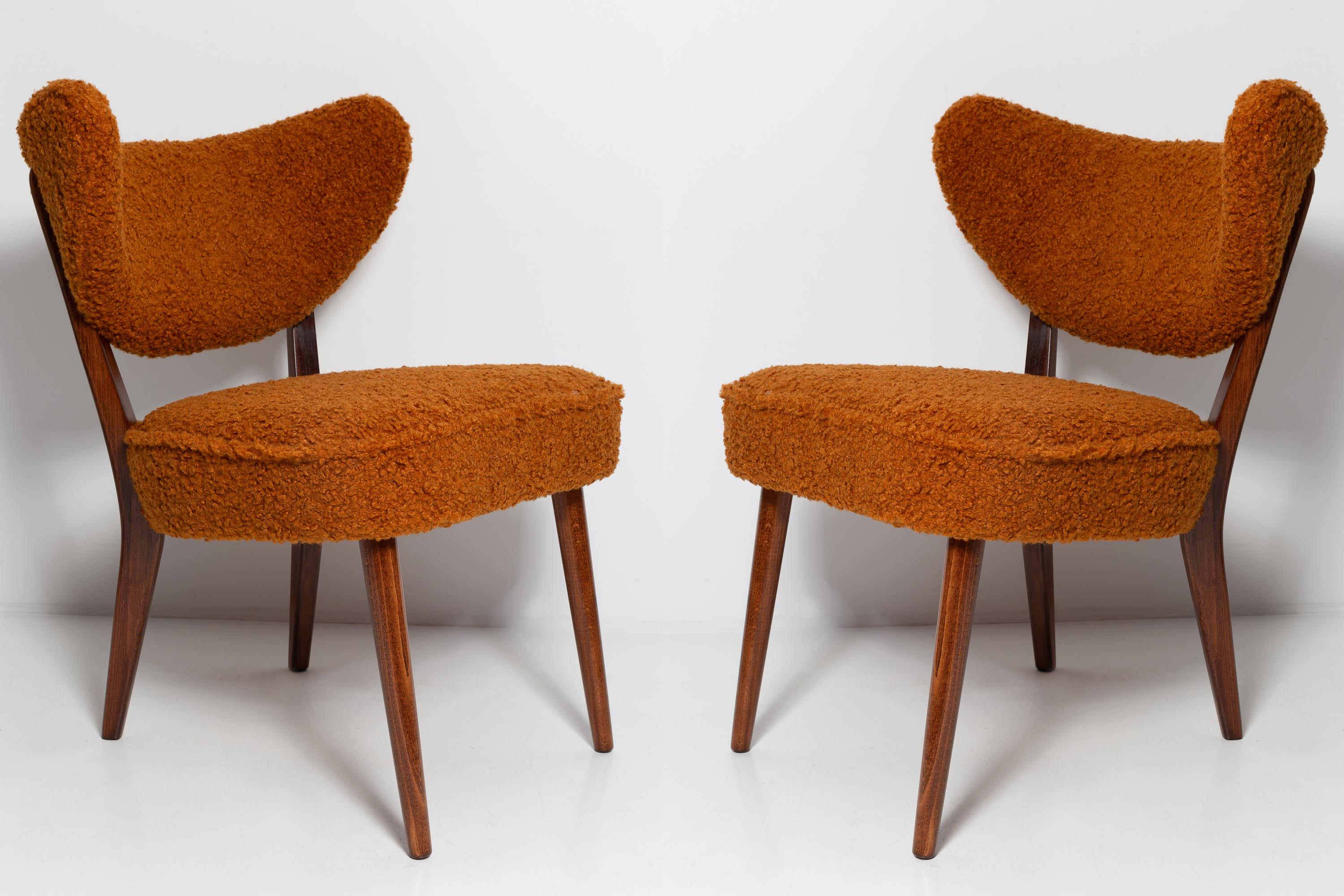 Shell Orange Boucle Club Chair, by Vintola Studio, Europe, Poland In New Condition For Sale In 05-080 Hornowek, PL