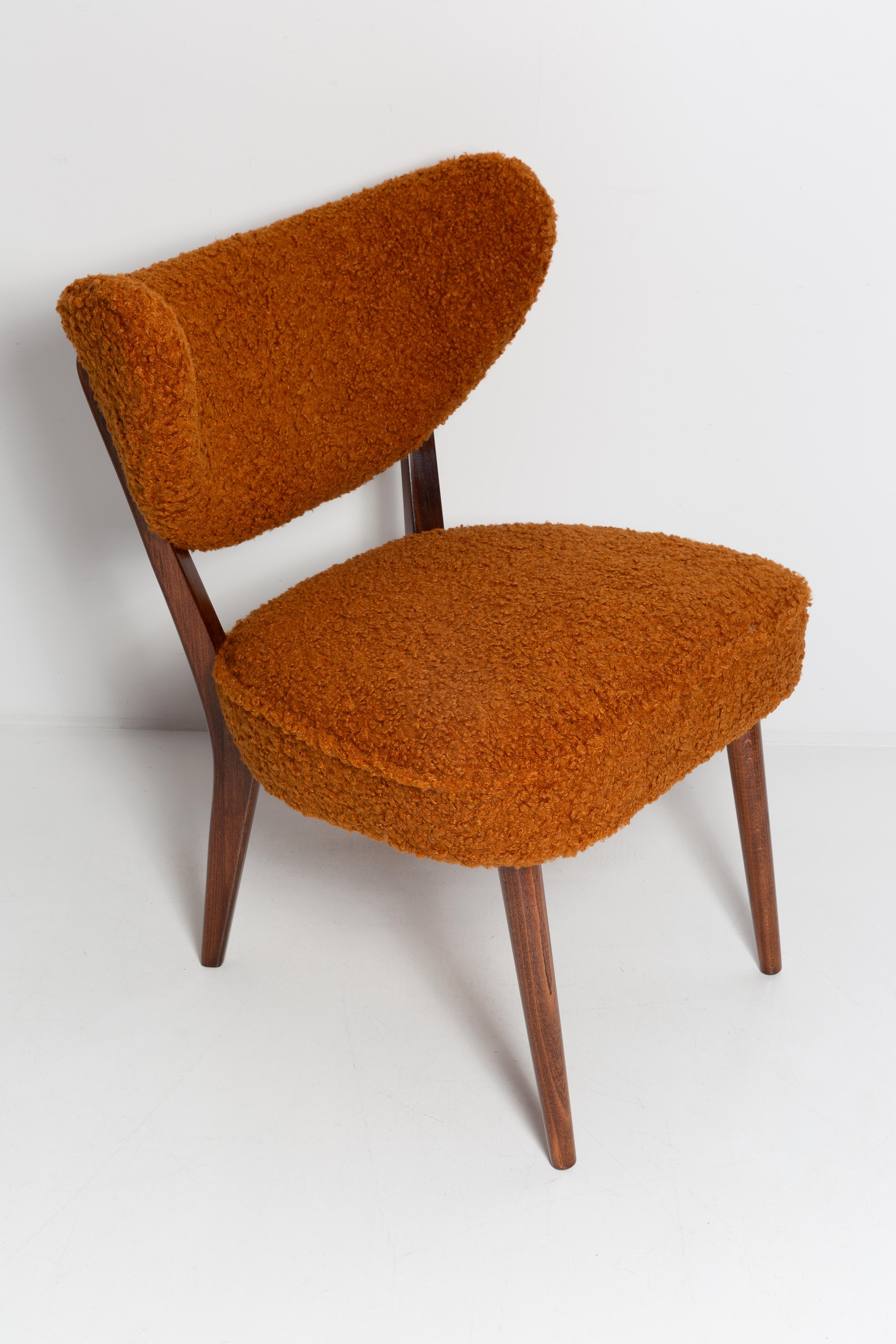Contemporary Shell Orange Boucle Club Chair, by Vintola Studio, Europe, Poland For Sale