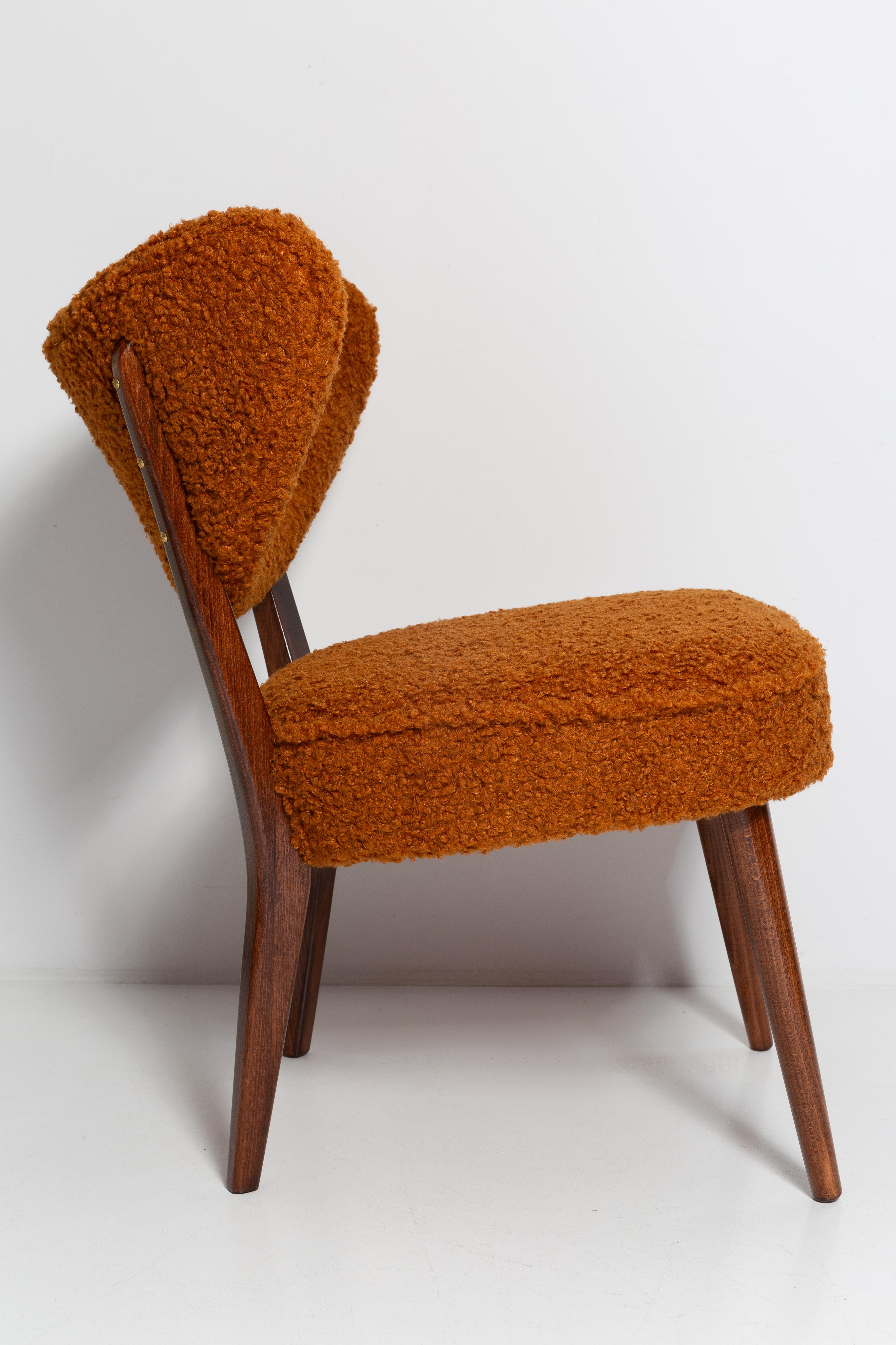 Bouclé Shell Orange Boucle Club Chair, by Vintola Studio, Europe, Poland For Sale