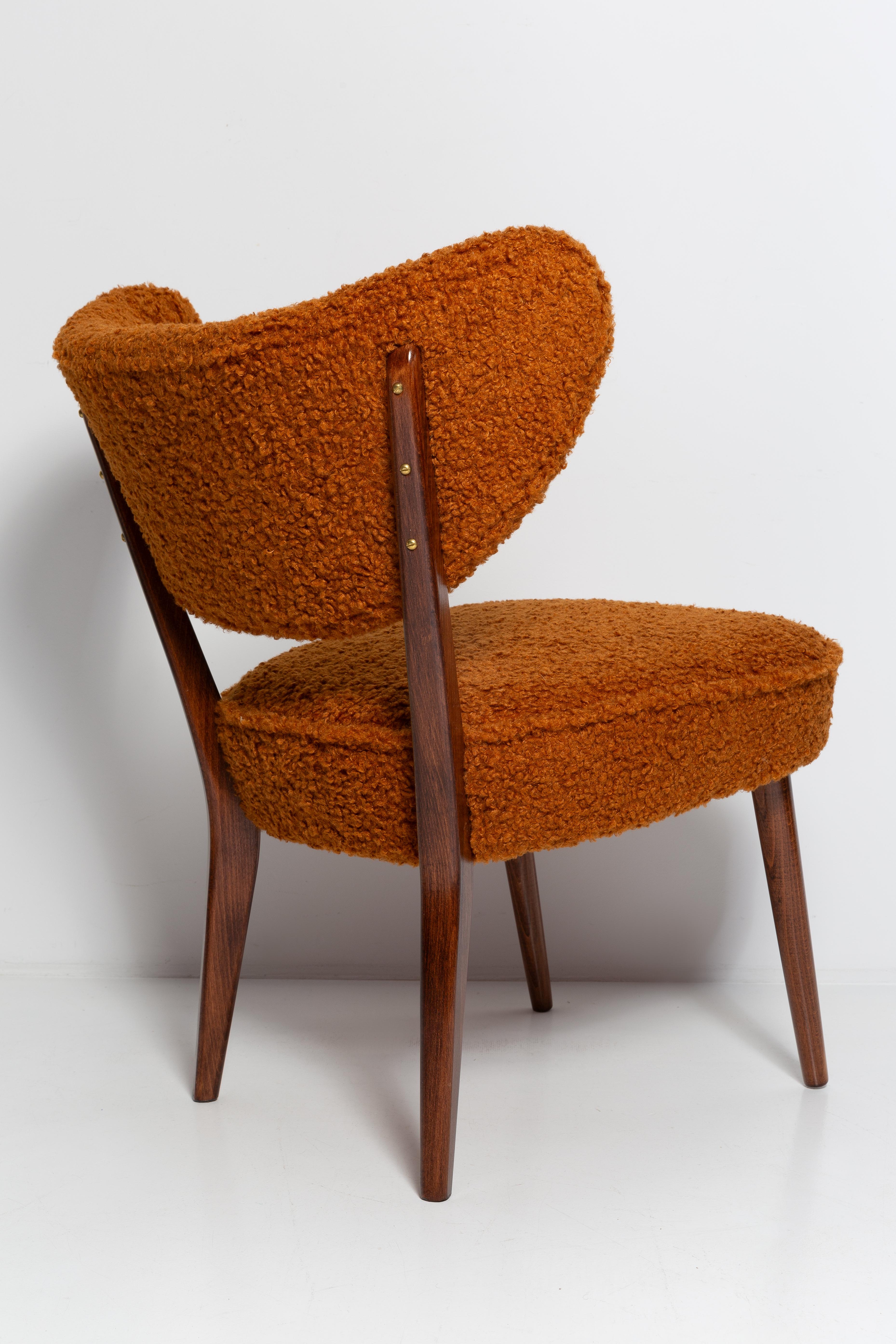 Shell Orange Boucle Club Chair, by Vintola Studio, Europe, Poland For Sale 1