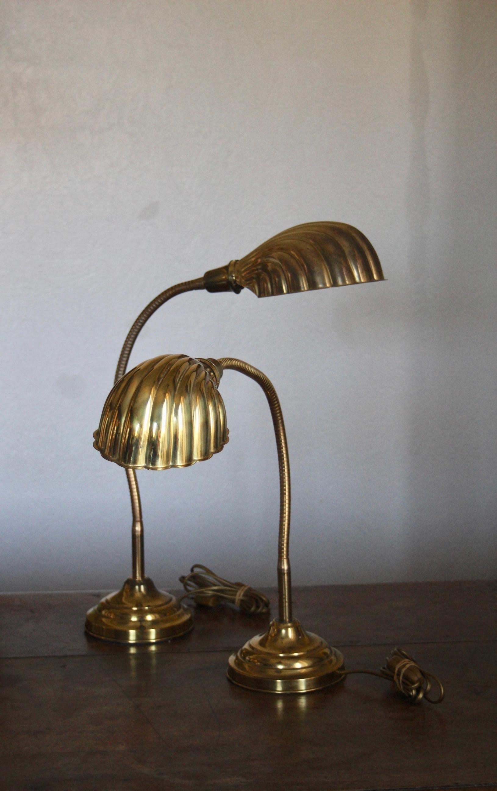 antique gooseneck brass lamp